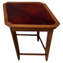 Achteckiger Beistelltisch im Art-déco-Stil aus den 1920er Jahren von Paul Bromberg, Eiche und Walnuss