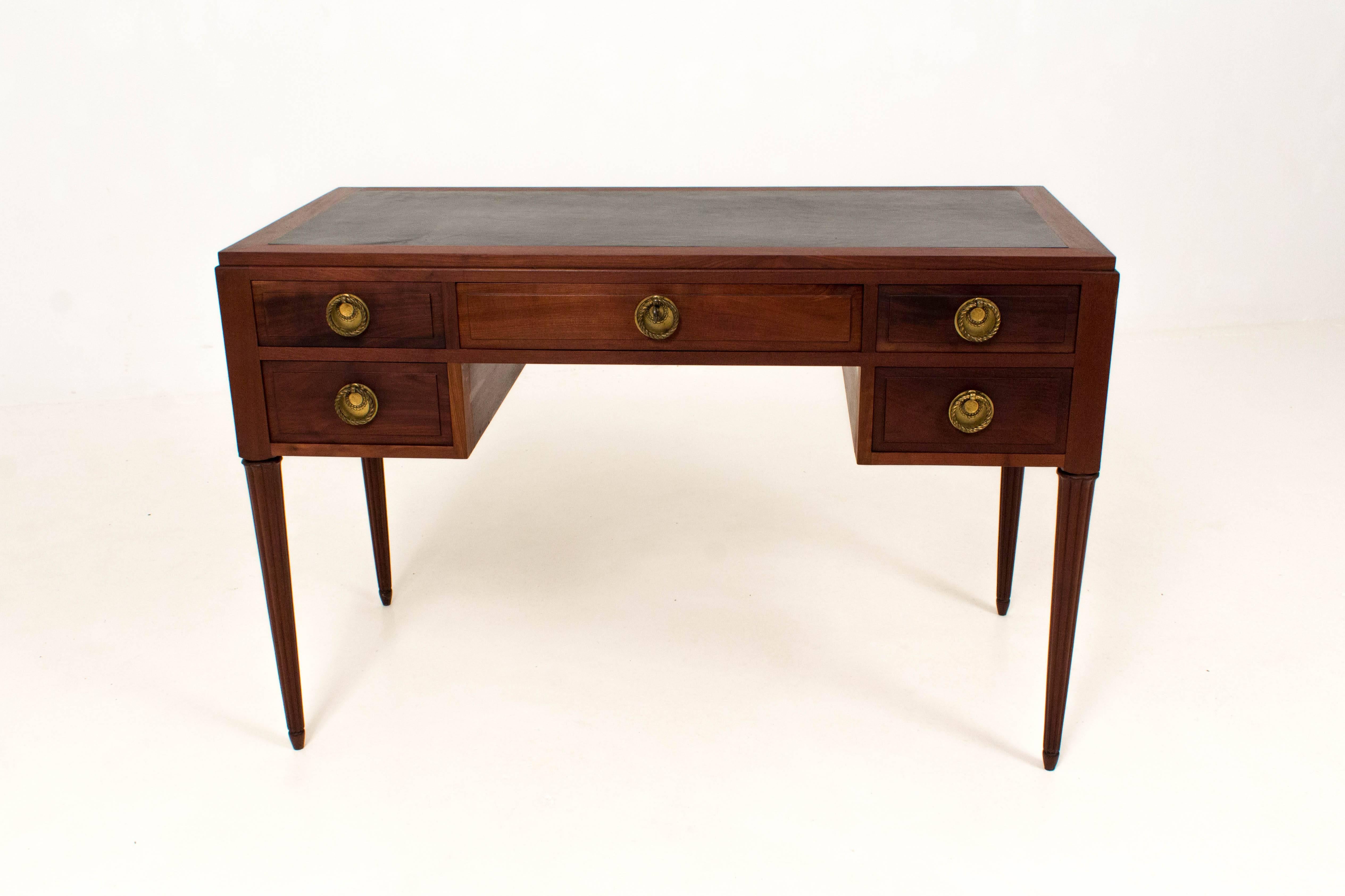 Stunning Art Deco Ladies Desk with Black Leather Top In Good Condition In Amsterdam, NL