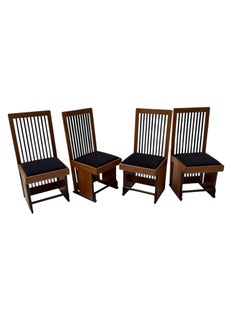 Art Deco High Back Dining Chairs Set by Architect Caspers, Oak, 1920s