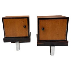 Modernistische Art-Déco-Nachttische oder Nachttische im Art-déco-Stil, 1920er Jahre, Paar