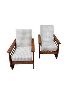 Pair of Art Deco Amsterdamse School Lounge Chairs or Reclining Chairs, 1920s