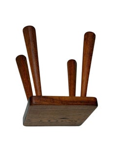 Sgabello brutalista in quercia massiccia, design olandese, metà secolo, anni '60