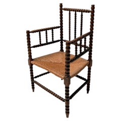 Jacobean Bobbin Armchair, Hand-Crafted Beech with Rush Seat