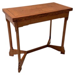 1920s Art Deco Game Table in Solid Oak & Velvet, Dutch Design