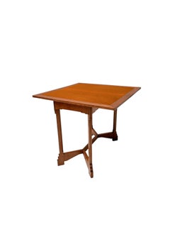 1920s Art Deco Game Table in Solid Oak & Velvet, Dutch Design