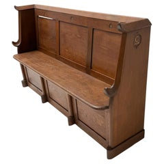 Willem Penaat Art Deco Three-Seat Bench, Solid Oak, 1920s