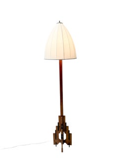 Lampada da terra in stile Art Déco di P.E.L. Izeren, rovere massiccio e macassar, anni '20