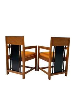 Fauteuils Art déco à dossier haut, par Cor Alons, en velours côtelé moutarde, 1927