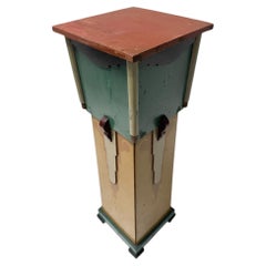 Tavolino Art Déco con piedistallo, in pino dipinto a mano, design olandese, anni ’20