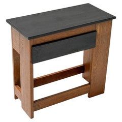 Art Deco Side Table by Cor Alons, Solid Oak, 1920s Black Lacquer