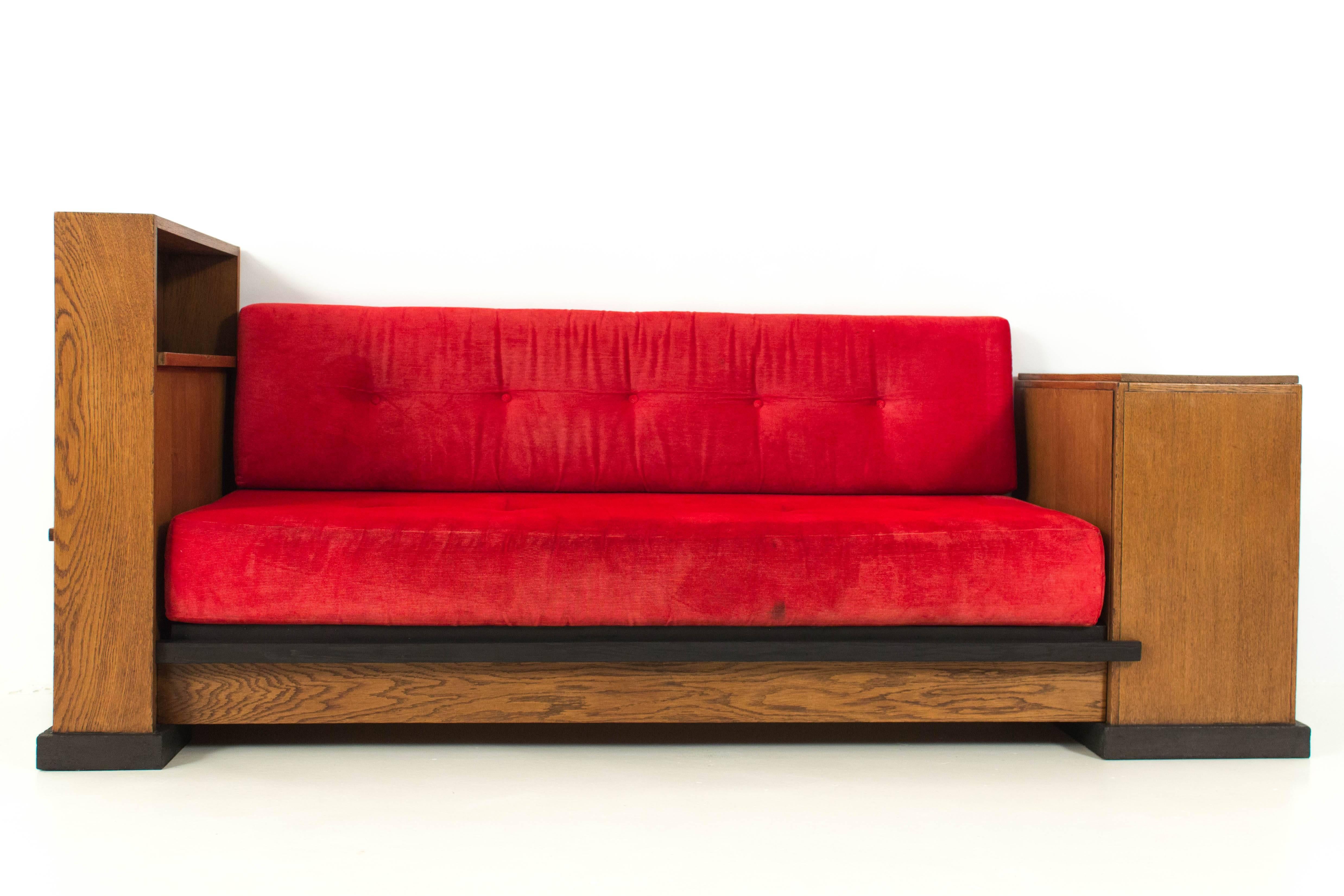 Dutch Rare Art Deco Haagse School Cosy Corner or Sofa by Jan Brunott
