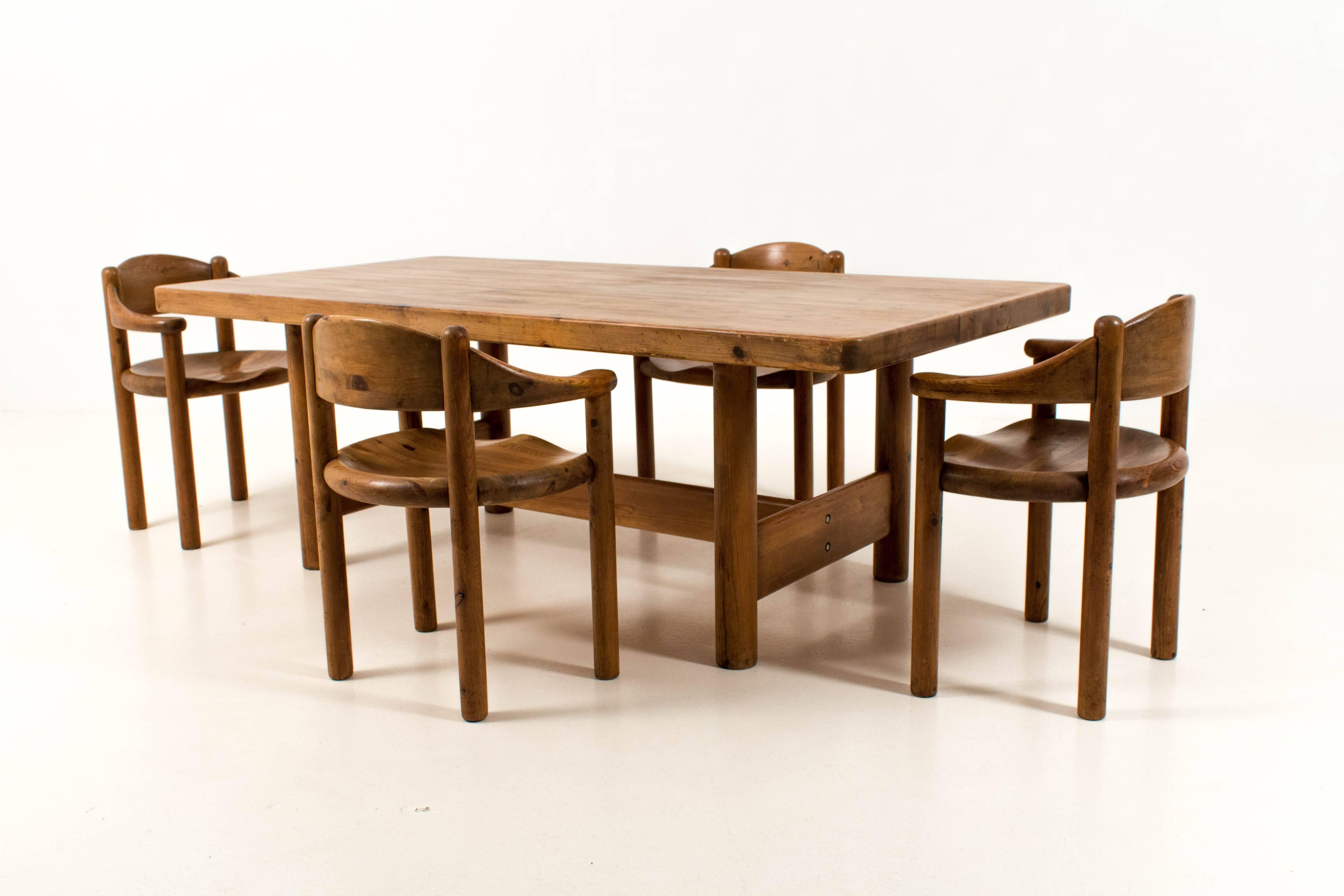 Pine Rare and Large Mid-Century Modern Dining Room Table by Rainer Daumiller, 1970s