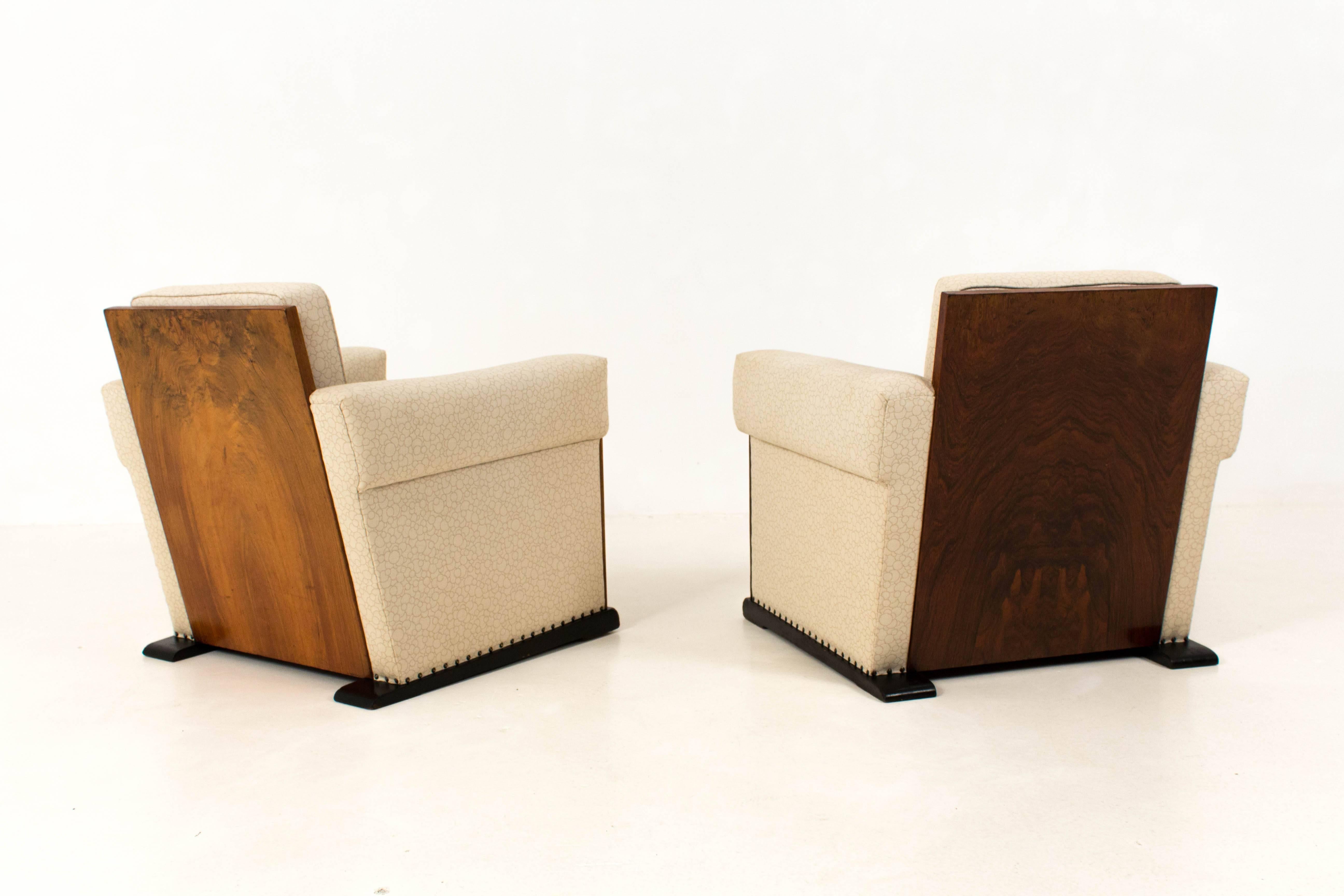 Pair of Art Deco Haagse School Club Chairs and Coffee Table by Paul Bromberg 1