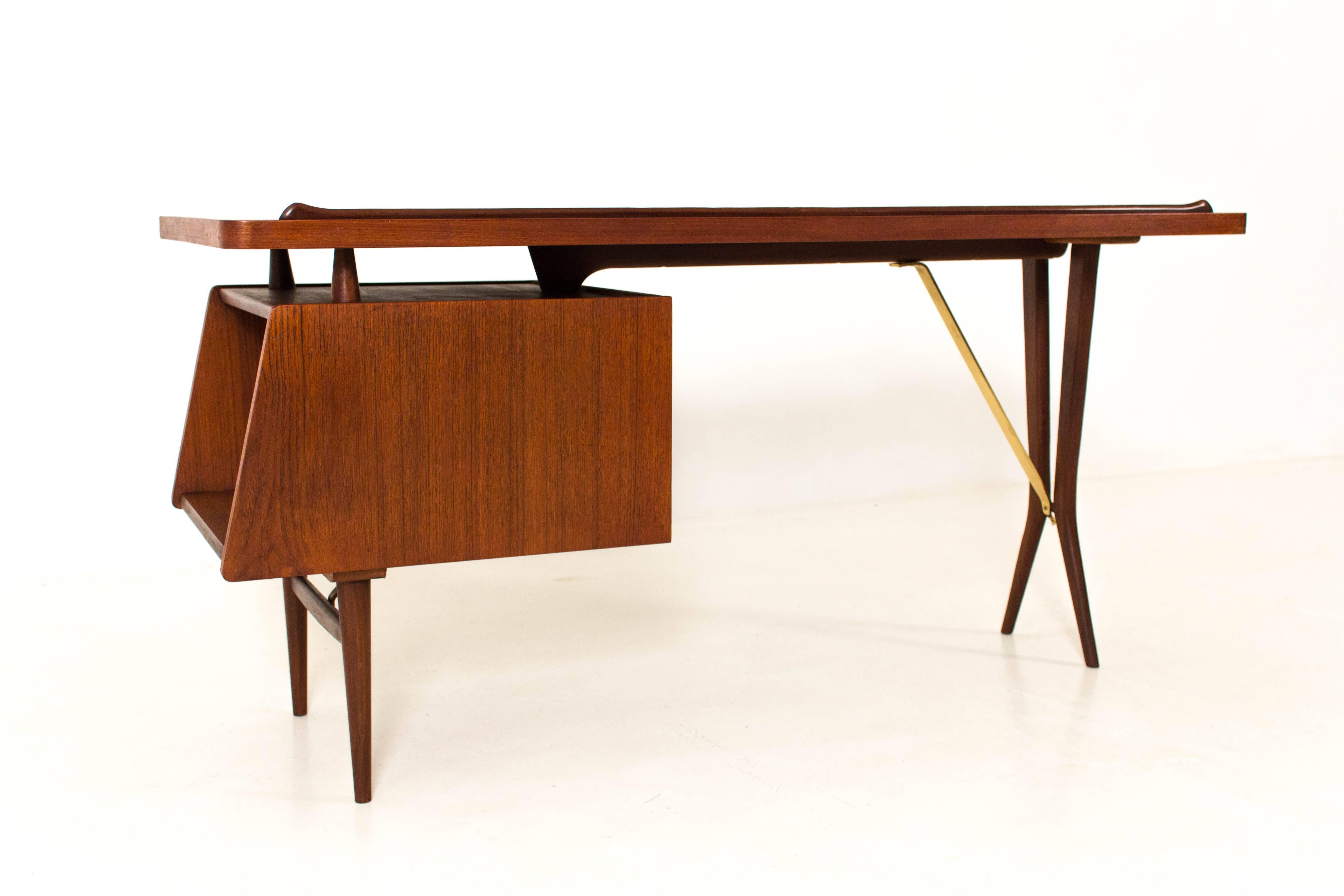 Teak Iconic Mid-Century Modern Desk by Louis Van Teeffelen for Webe, 1959
