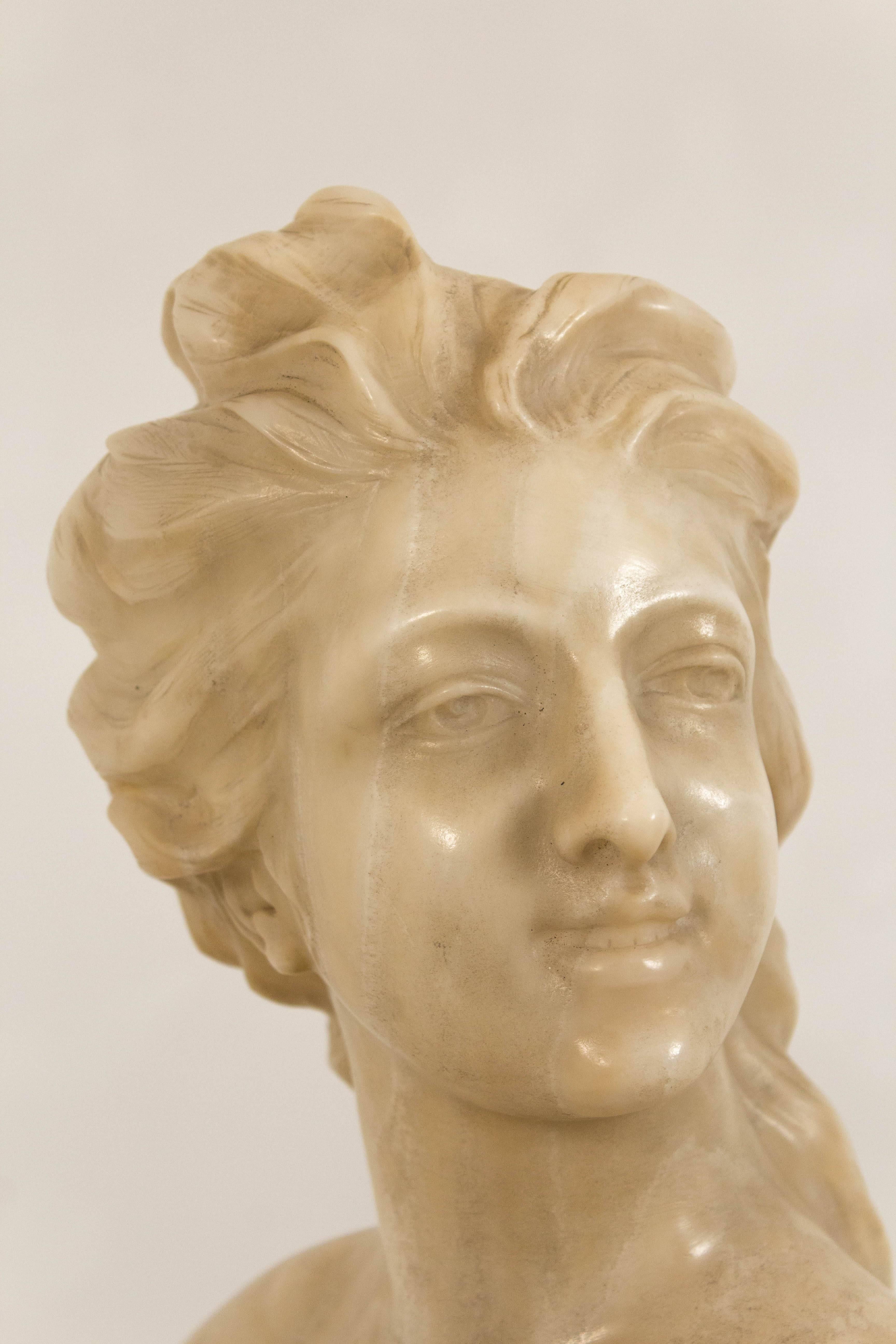 Stunning Art Nouveau Bust of Young Lady by Jef Lambeaux In Good Condition In Amsterdam, NL