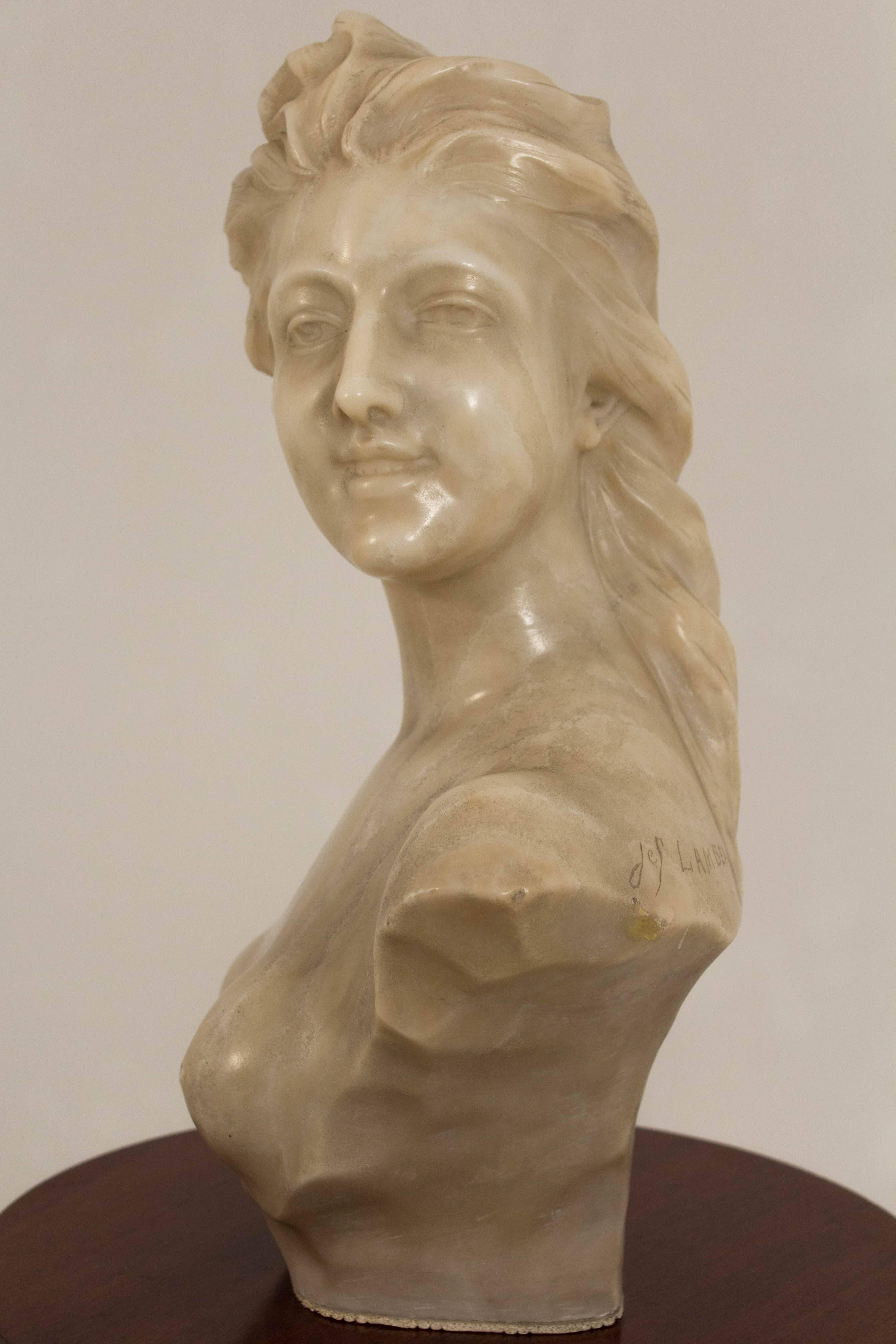 Late 19th Century Stunning Art Nouveau Bust of Young Lady by Jef Lambeaux