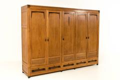 Rare and Large Art Deco Amsterdam School Wardrobe, 1920s