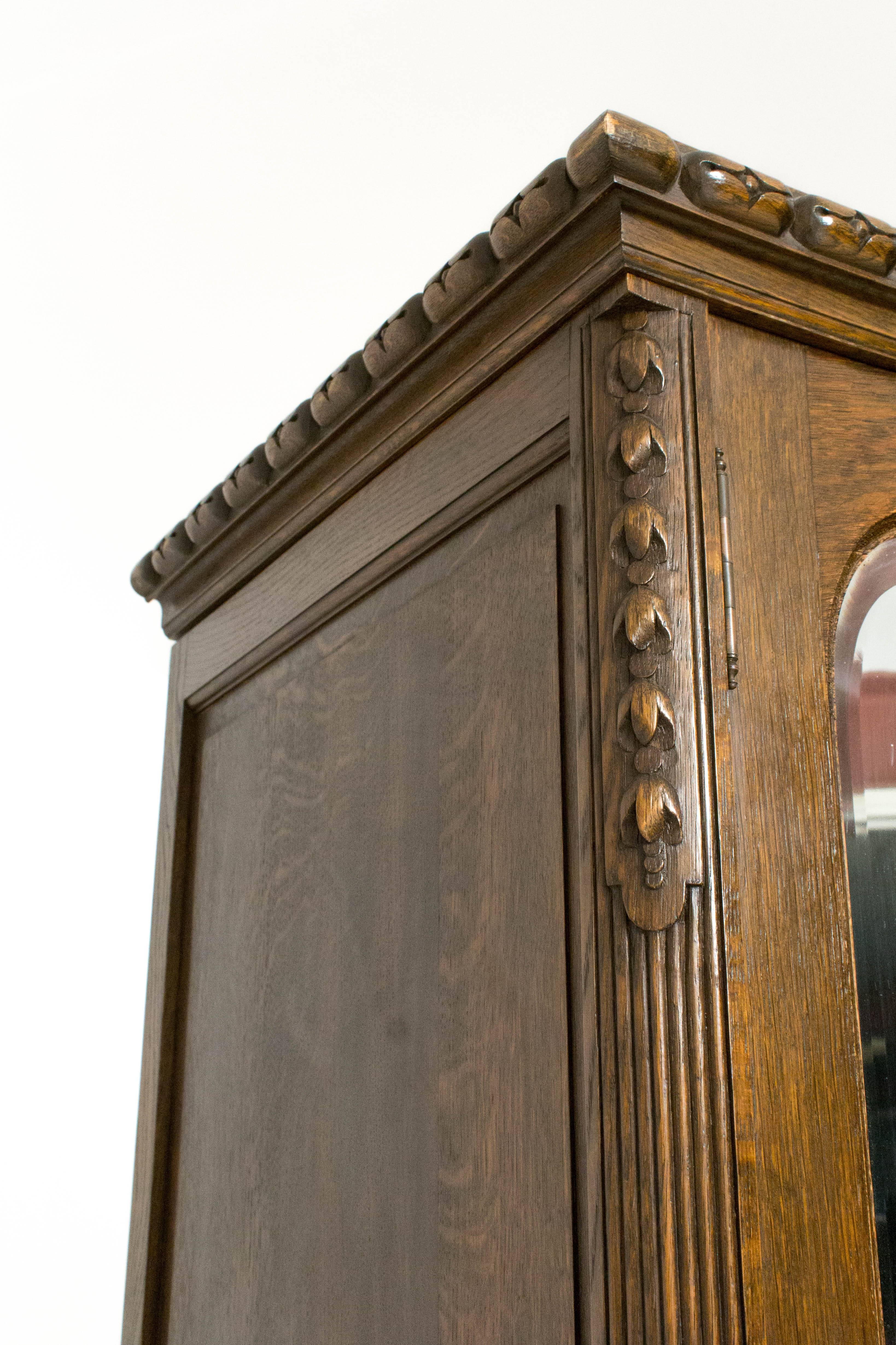 Stunning French Art Nouveau Wardrobe with Original Beveled Glass Doors In Good Condition In Amsterdam, NL