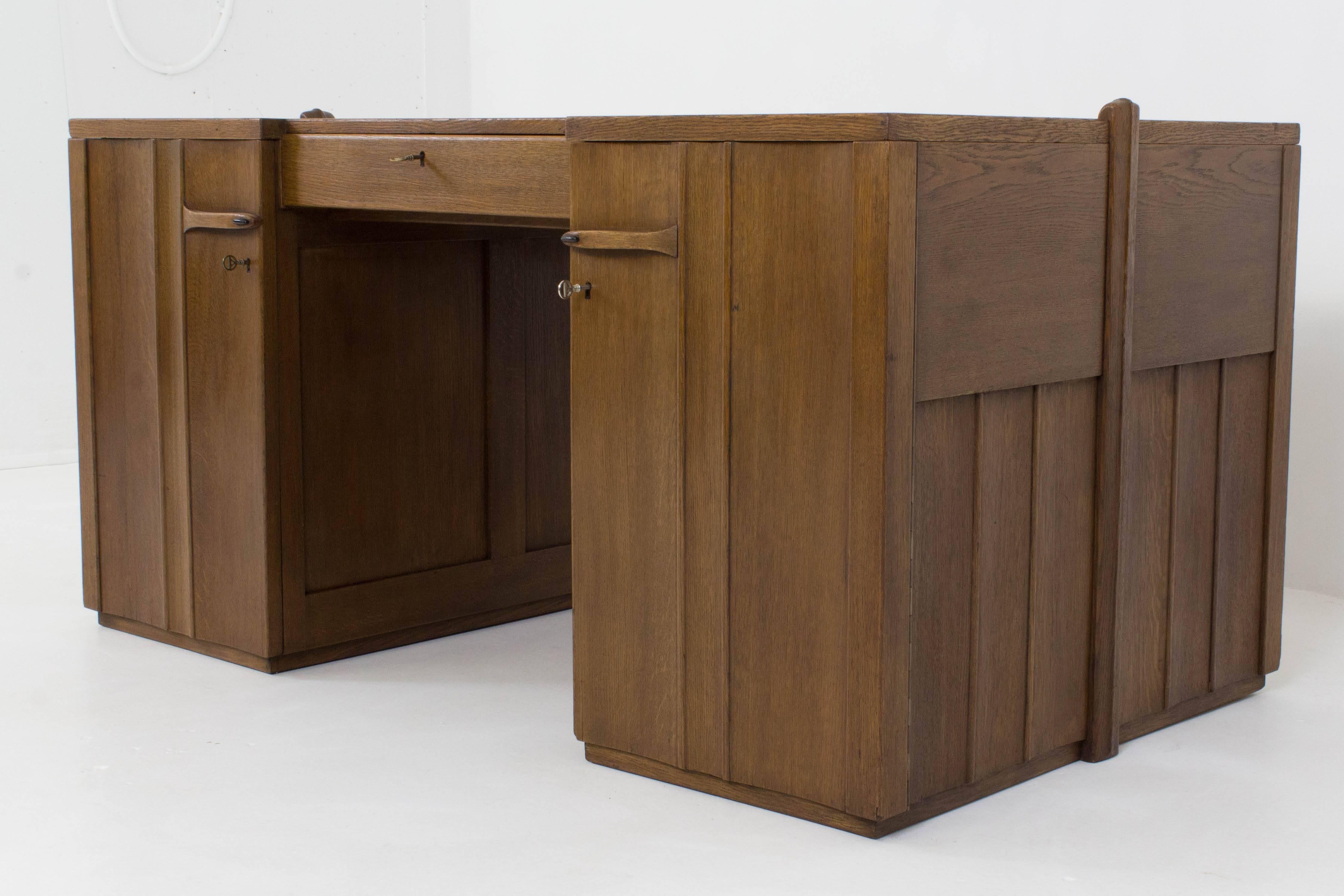 Dutch Important and Rare Art Deco Amsterdam School Desk by Paul Bromberg for Pander