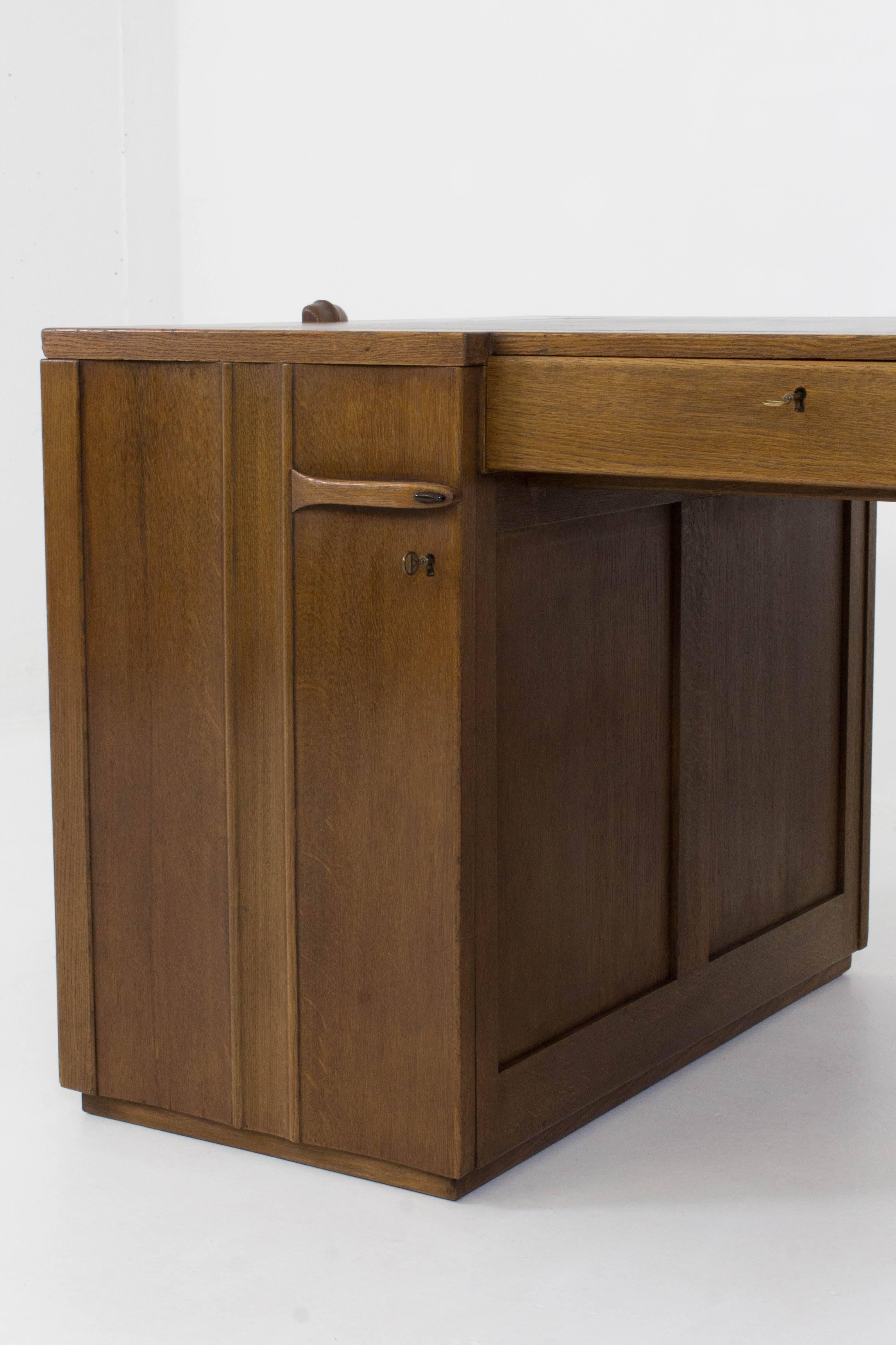 Important and Rare Art Deco Amsterdam School Desk by Paul Bromberg for Pander 3