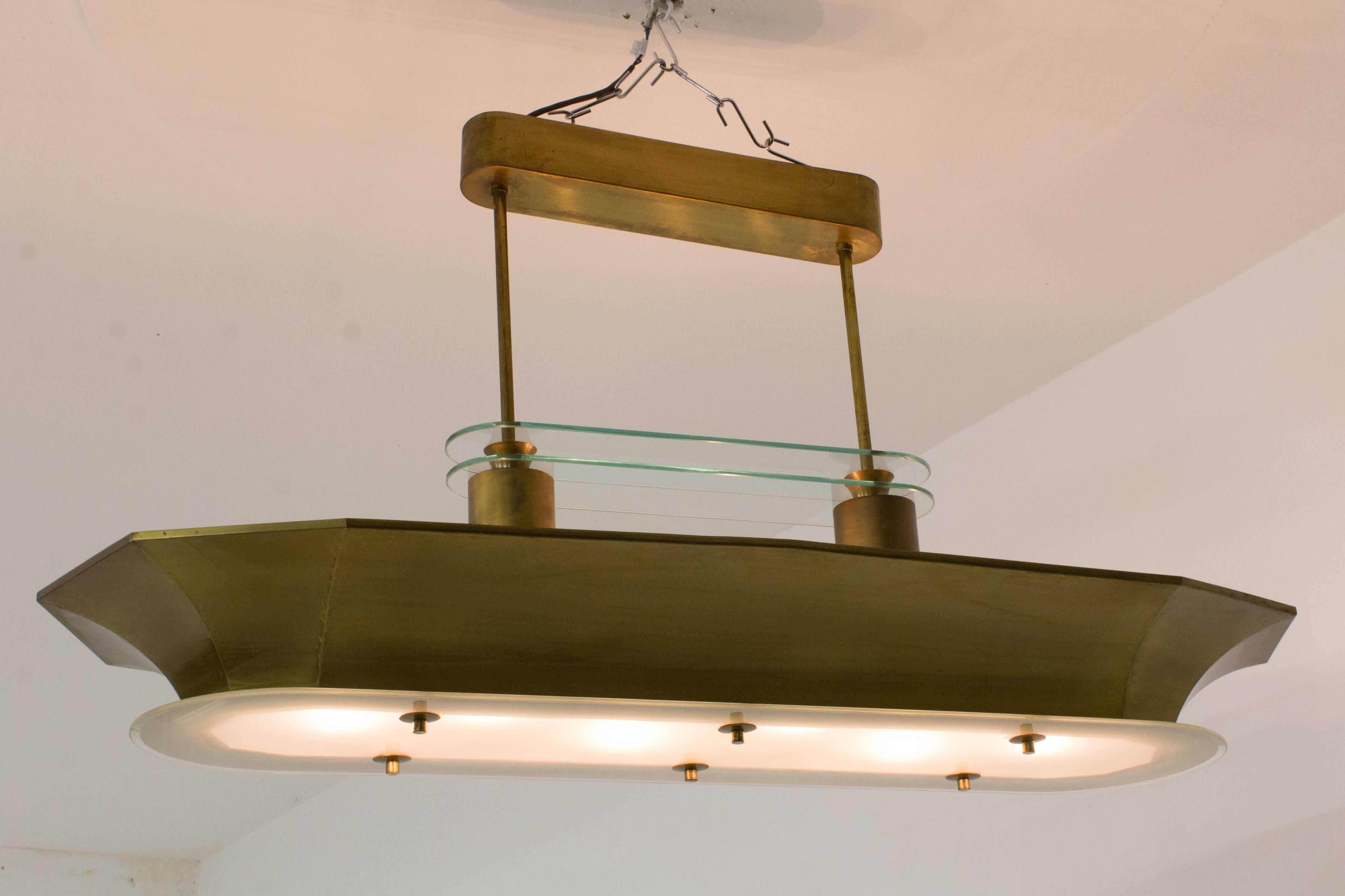 Rare and Impressive Art Deco Haagse School Chandelier, 1930s In Good Condition In Amsterdam, NL