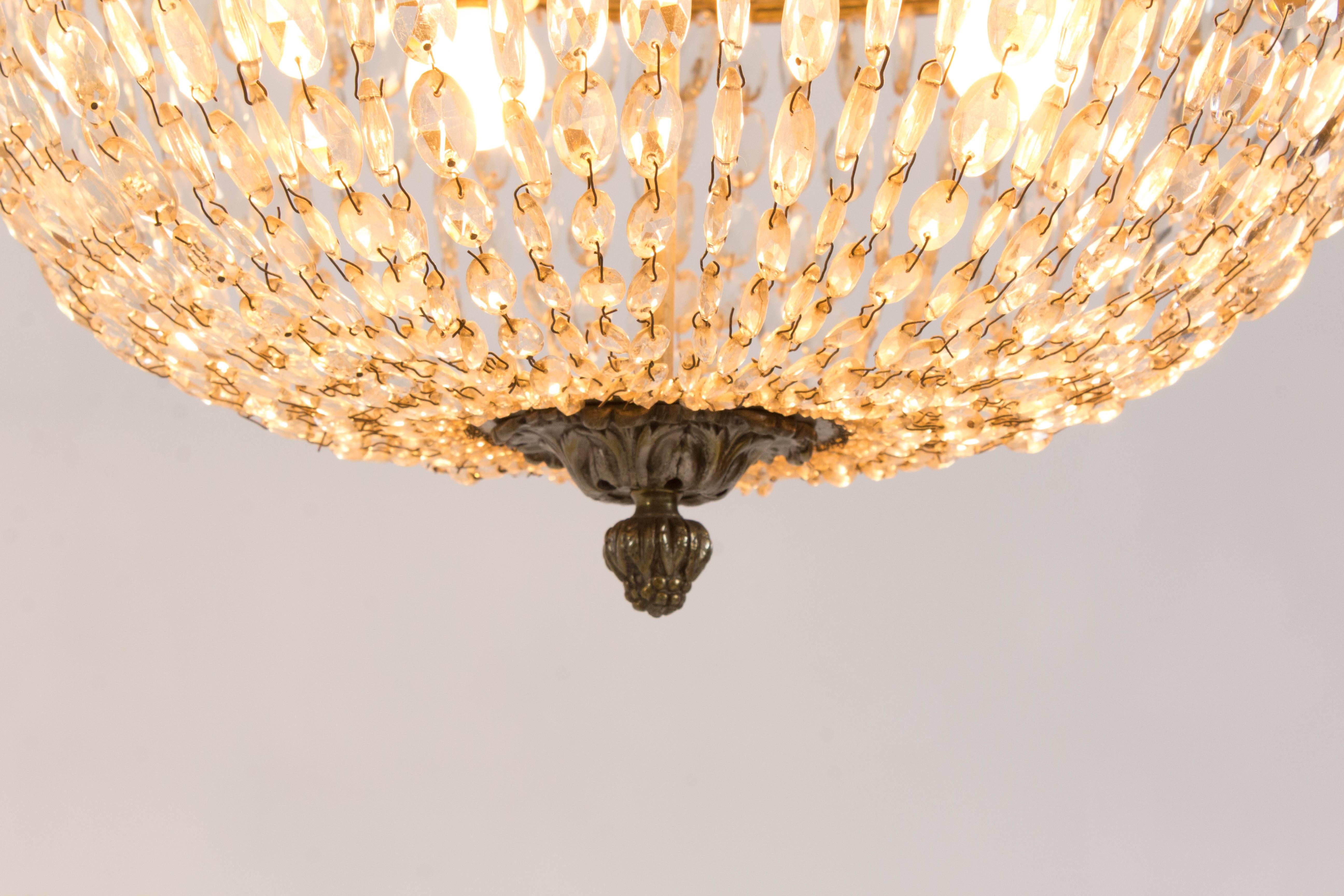 Stunning French Art Deco Crystal Chandelier, 1930s 2