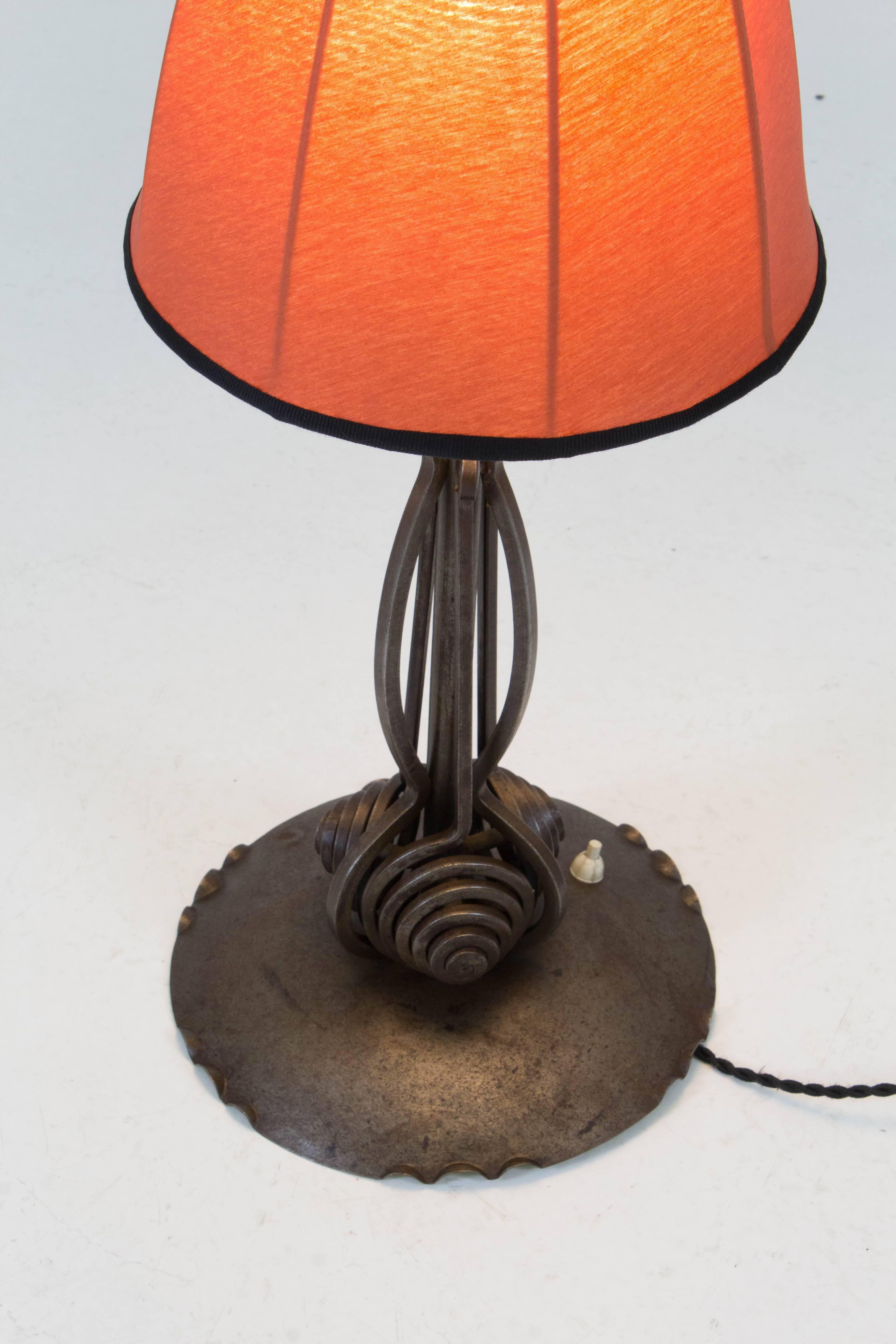 Silk Rare Art Deco Amsterdam School Table Lamp by Winkelman & Van der Bijl, 1920s