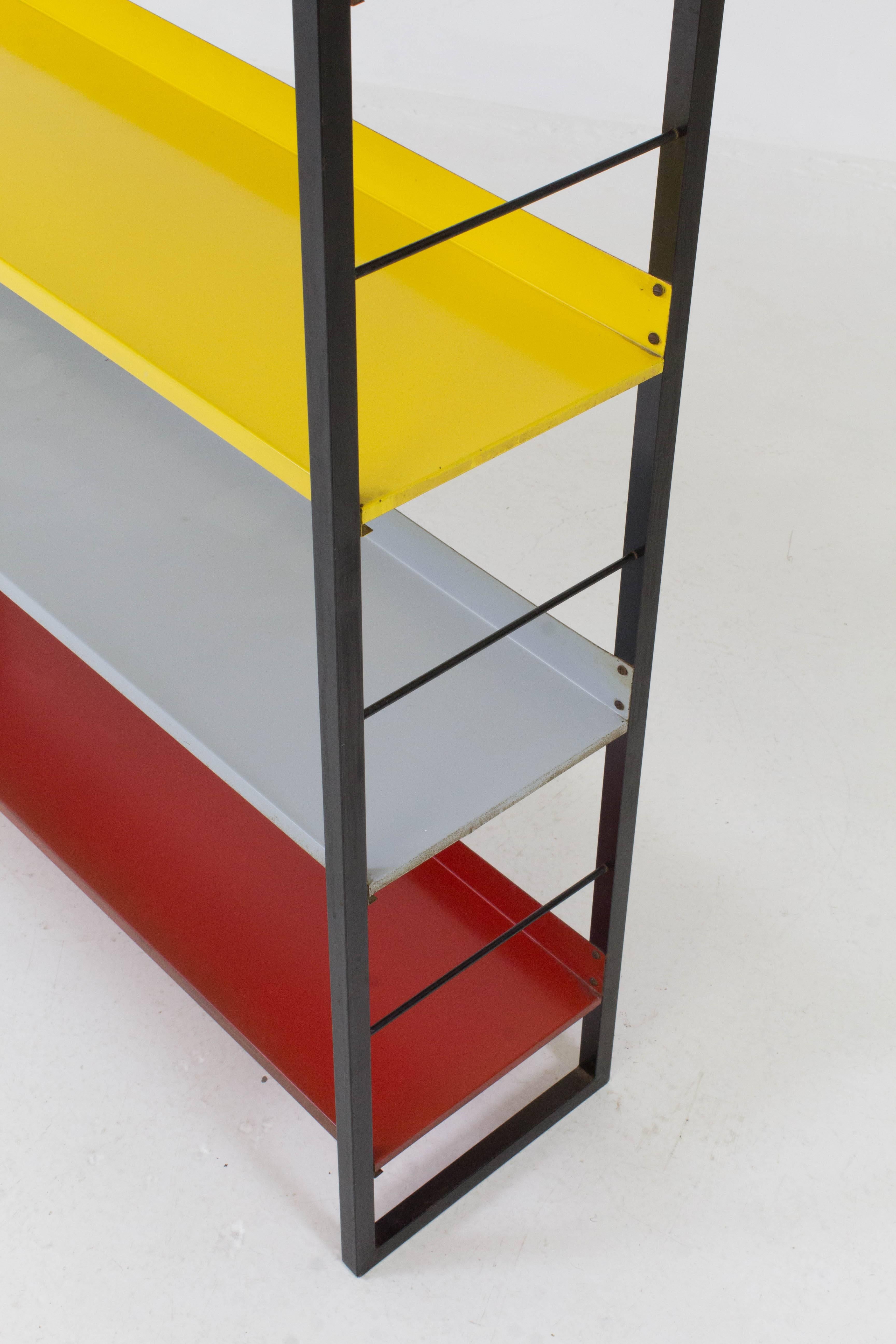 Steel Mid-Century Modern Multicolored Metal Standing Bookshelf by Tomado, 1950s