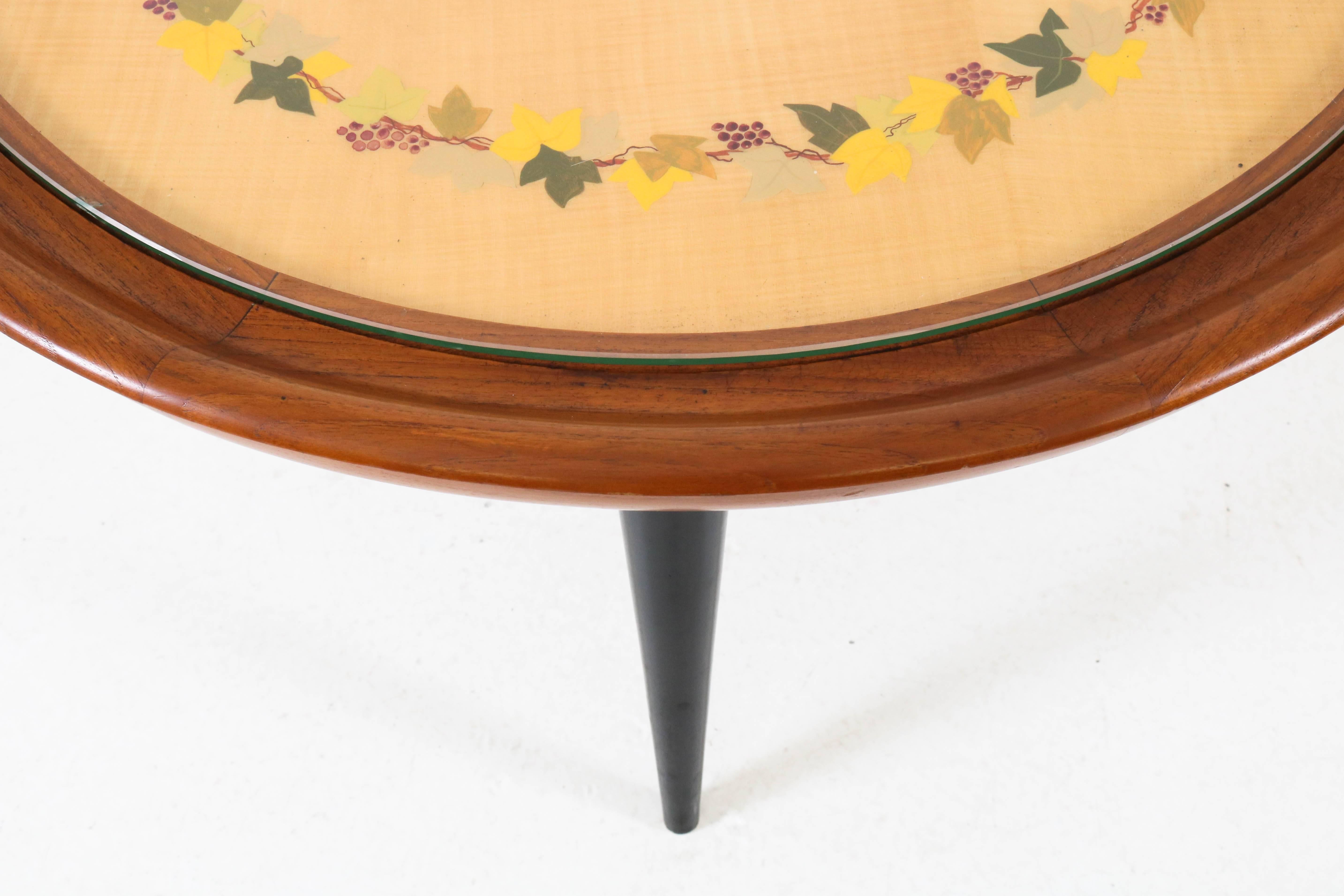 Mid-20th Century Italian Mid-Century Modern Fruitwood Coffee Table with Inlay, 1950s For Sale