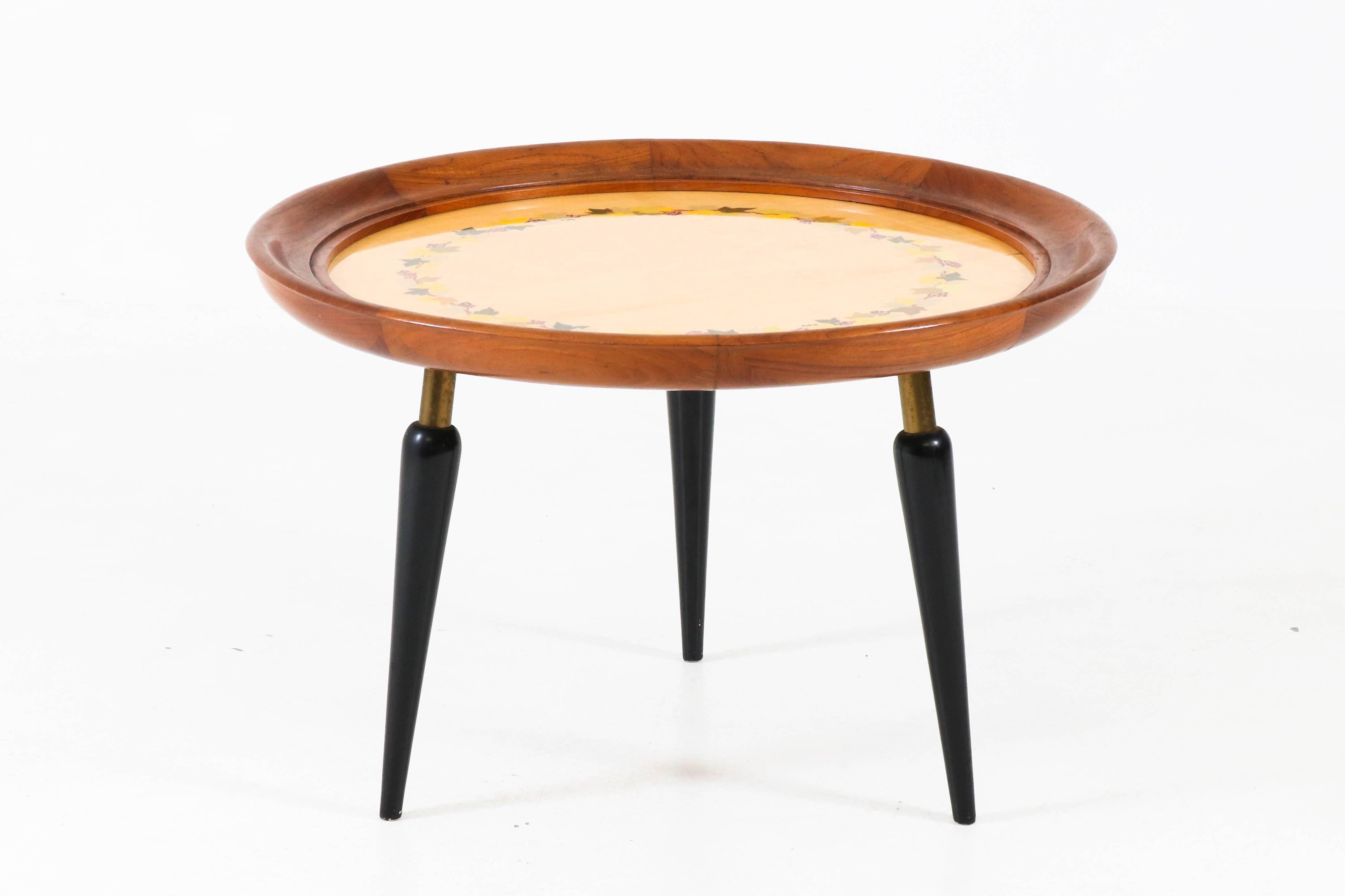 Italian Mid-Century Modern Fruitwood Coffee Table with Inlay, 1950s For Sale 3