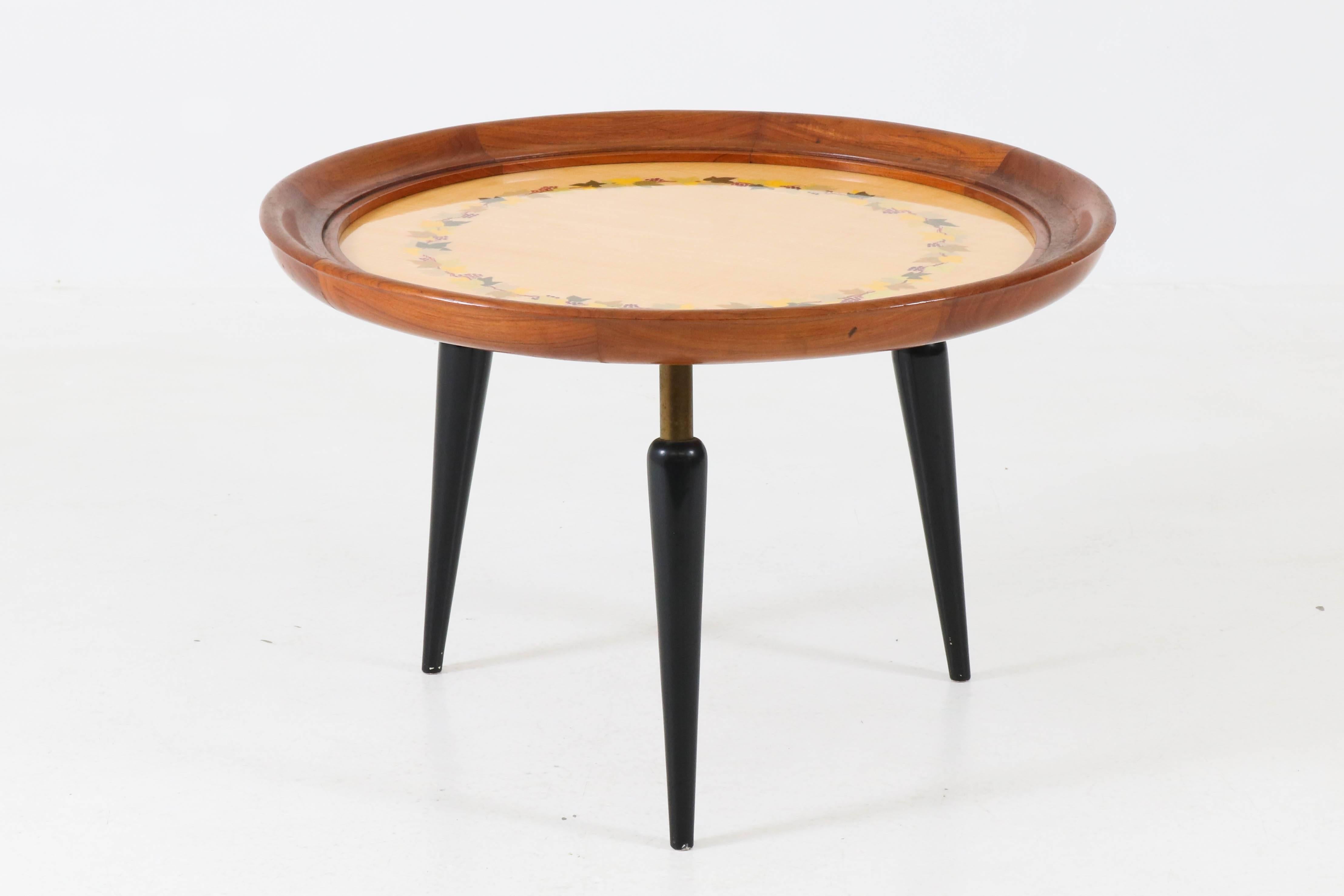 Italian Mid-Century Modern Fruitwood Coffee Table with Inlay, 1950s For Sale 4