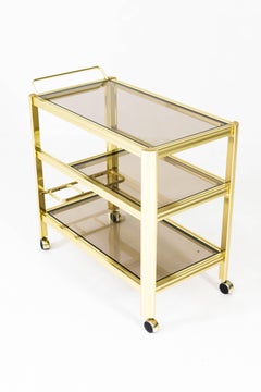 Gilded Metal Mid-Century Modern Cocktail Trolley, 1970s