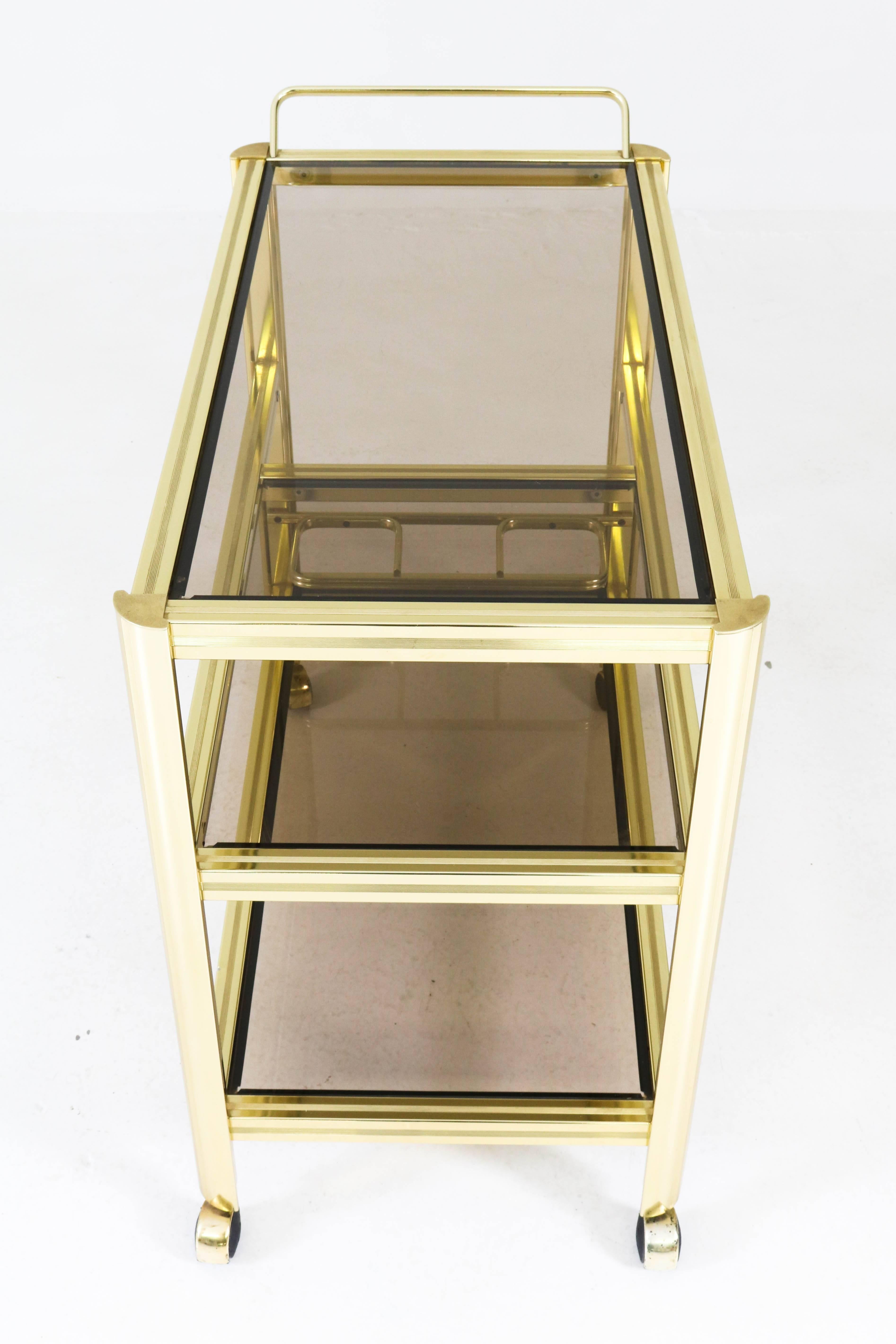 Gilt Gilded Metal Mid-Century Modern Cocktail Trolley, 1970s