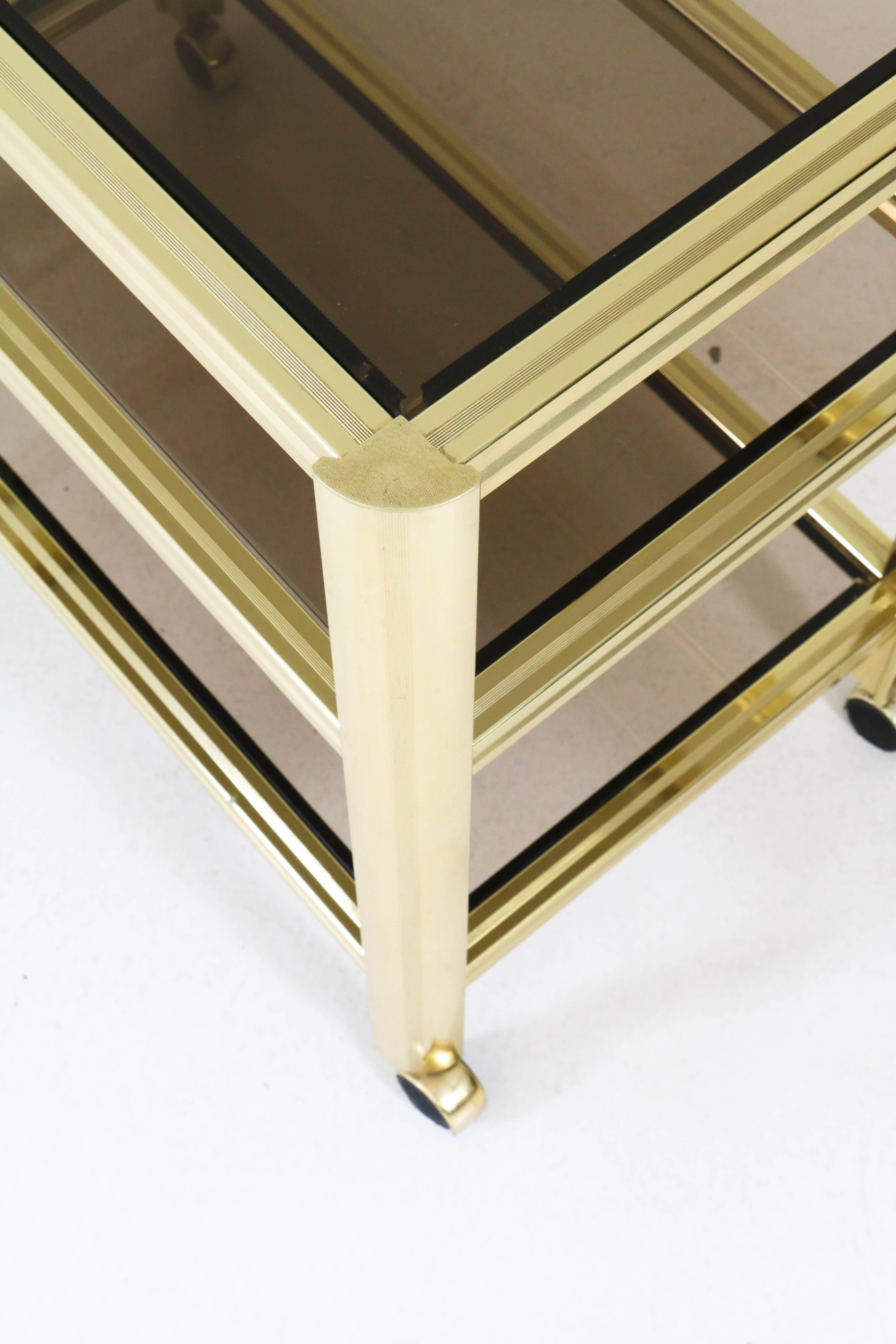 Gilded Metal Mid-Century Modern Cocktail Trolley, 1970s 2