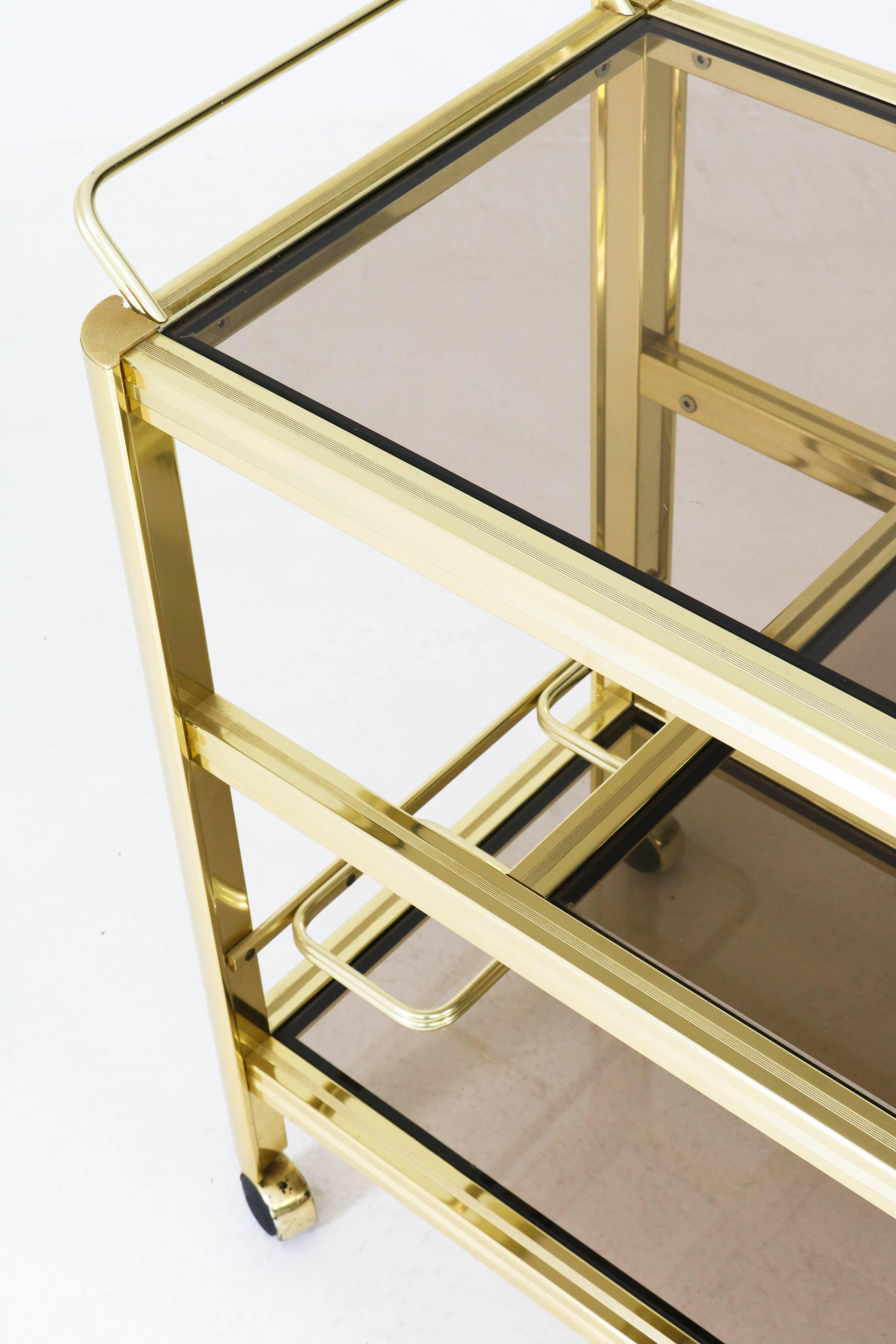 Gilded Metal Mid-Century Modern Cocktail Trolley, 1970s 3