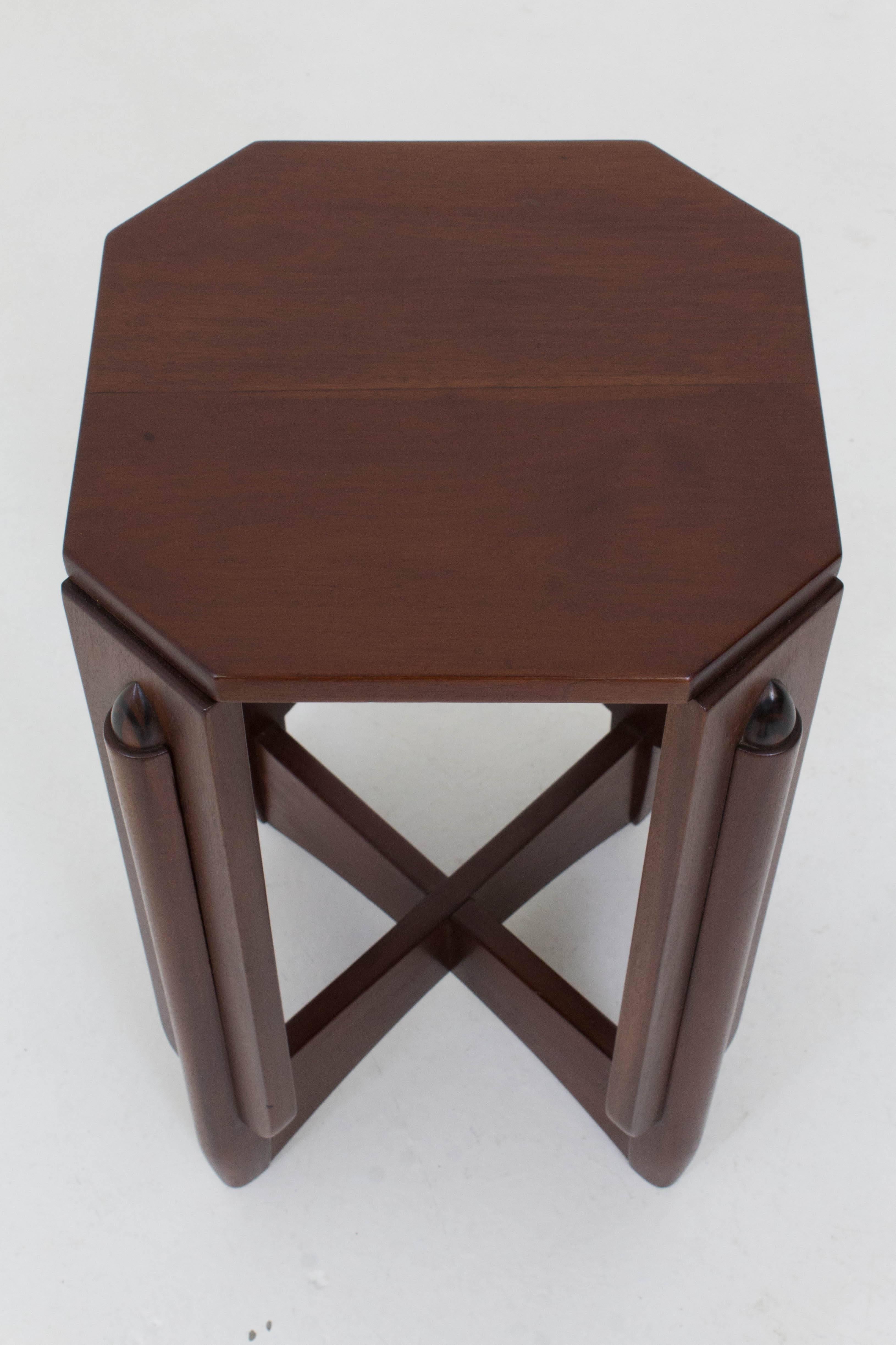 Mahogany Art Deco Amsterdam School Pedestal Table by Hildo Krop, 1920s 6