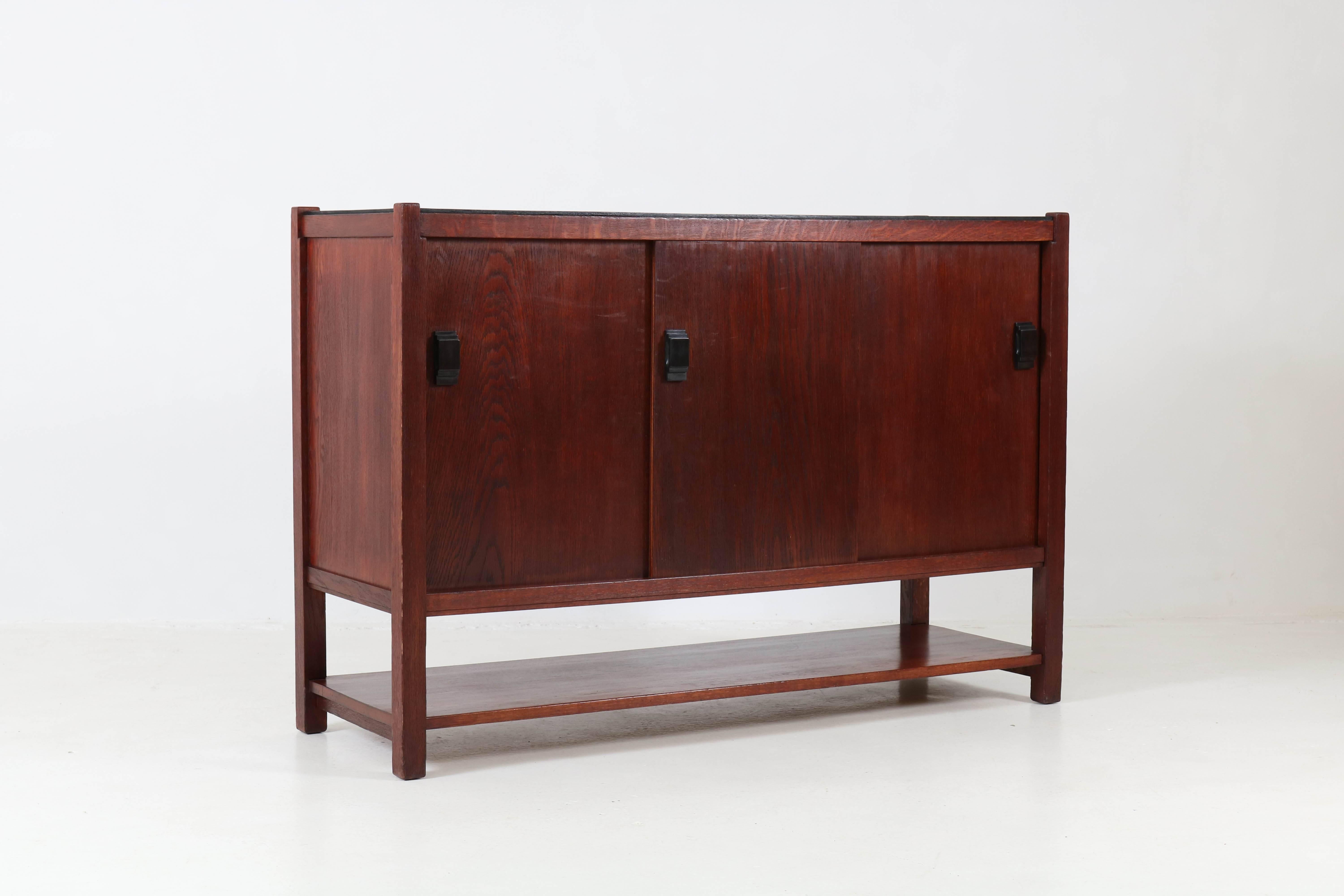 Oak Art Deco Haagse School Sideboard by Frits Spanjaard for L.O.V., 1920s In Good Condition In Amsterdam, NL