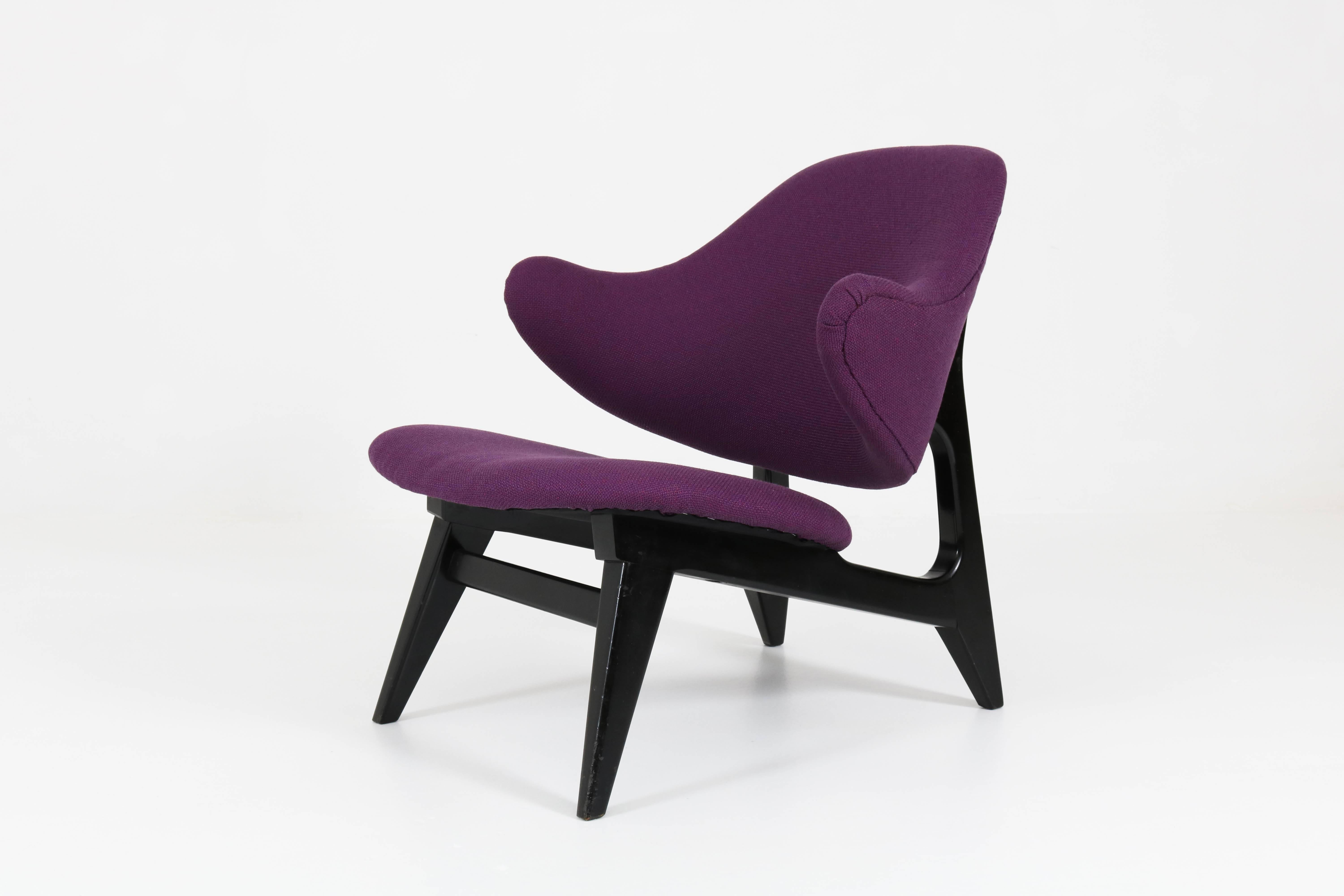 Lacquered Dutch Mid-Century Modern Lounge Chair by Louis Van Teeffelen for WeBe, 1960s