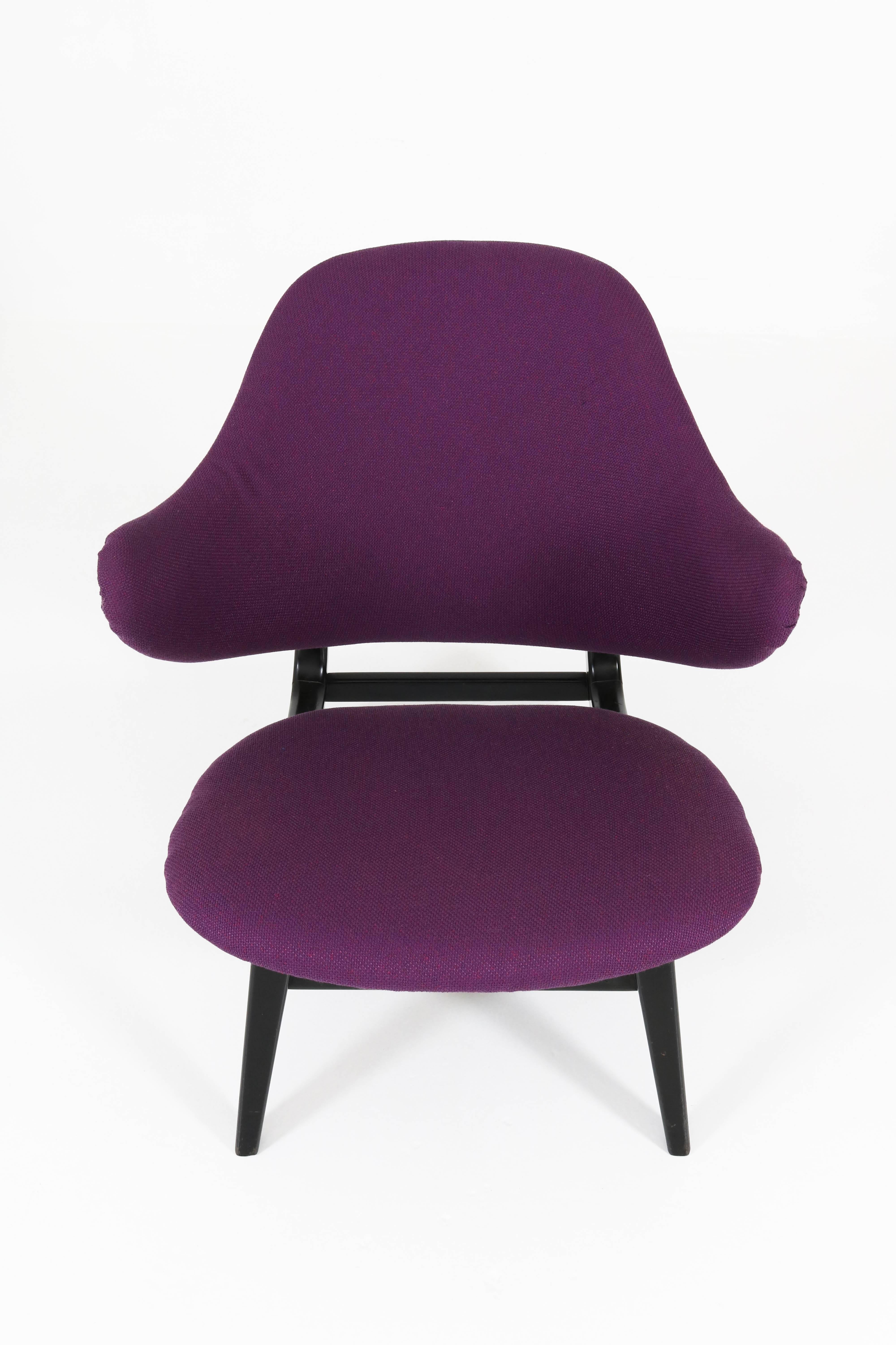 Wood Dutch Mid-Century Modern Lounge Chair by Louis Van Teeffelen for WeBe, 1960s