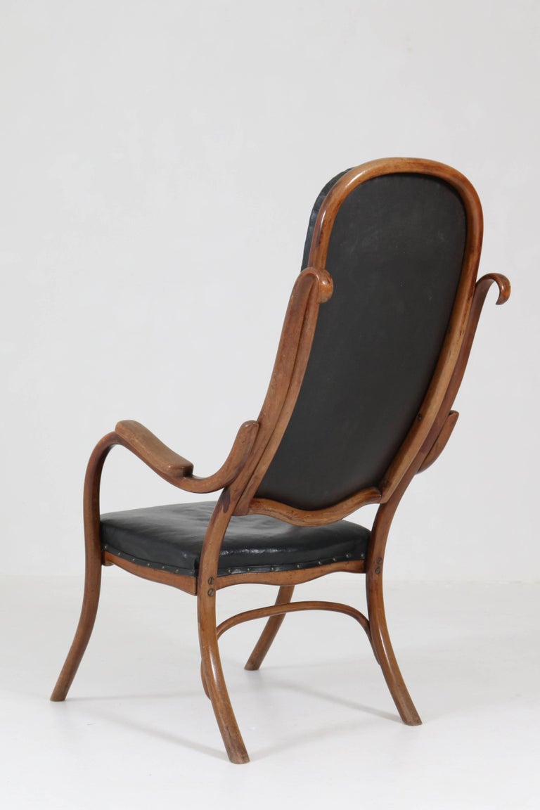 Beech Bentwood Art Nouveau Lounge Chair by Austria, 1890s For