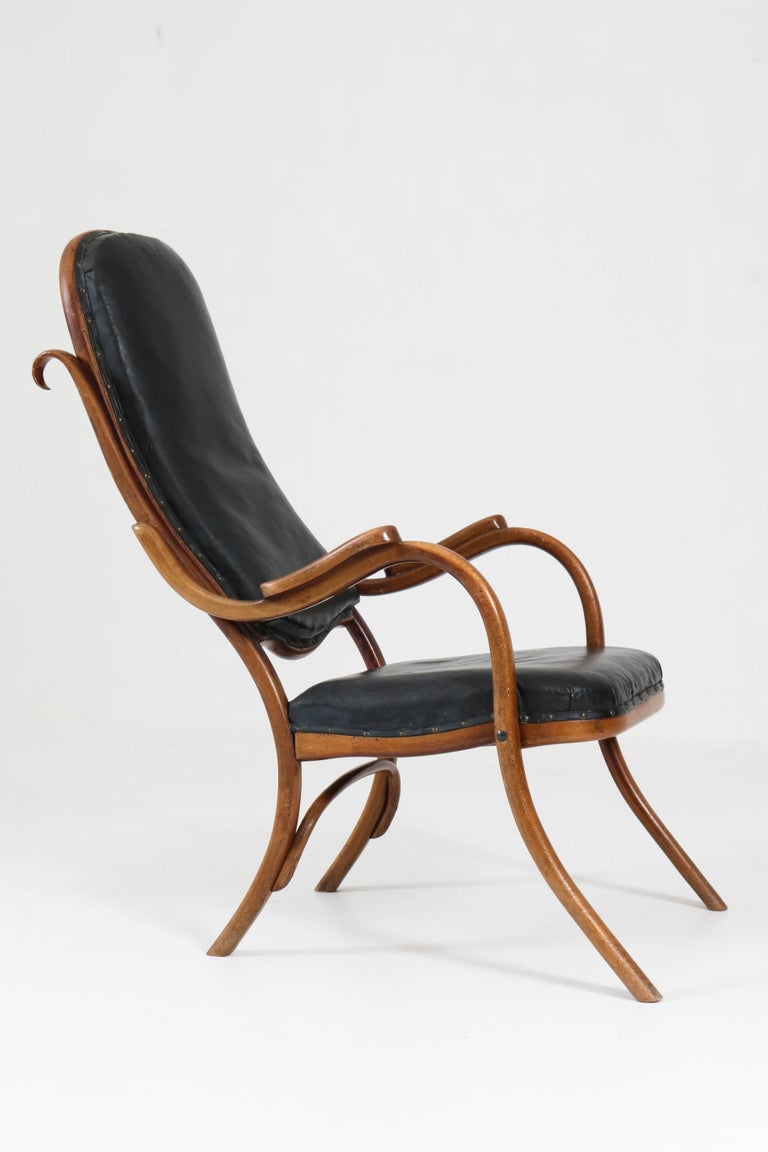 Beech Bentwood Art Nouveau Lounge Chair by Austria, 1890s For