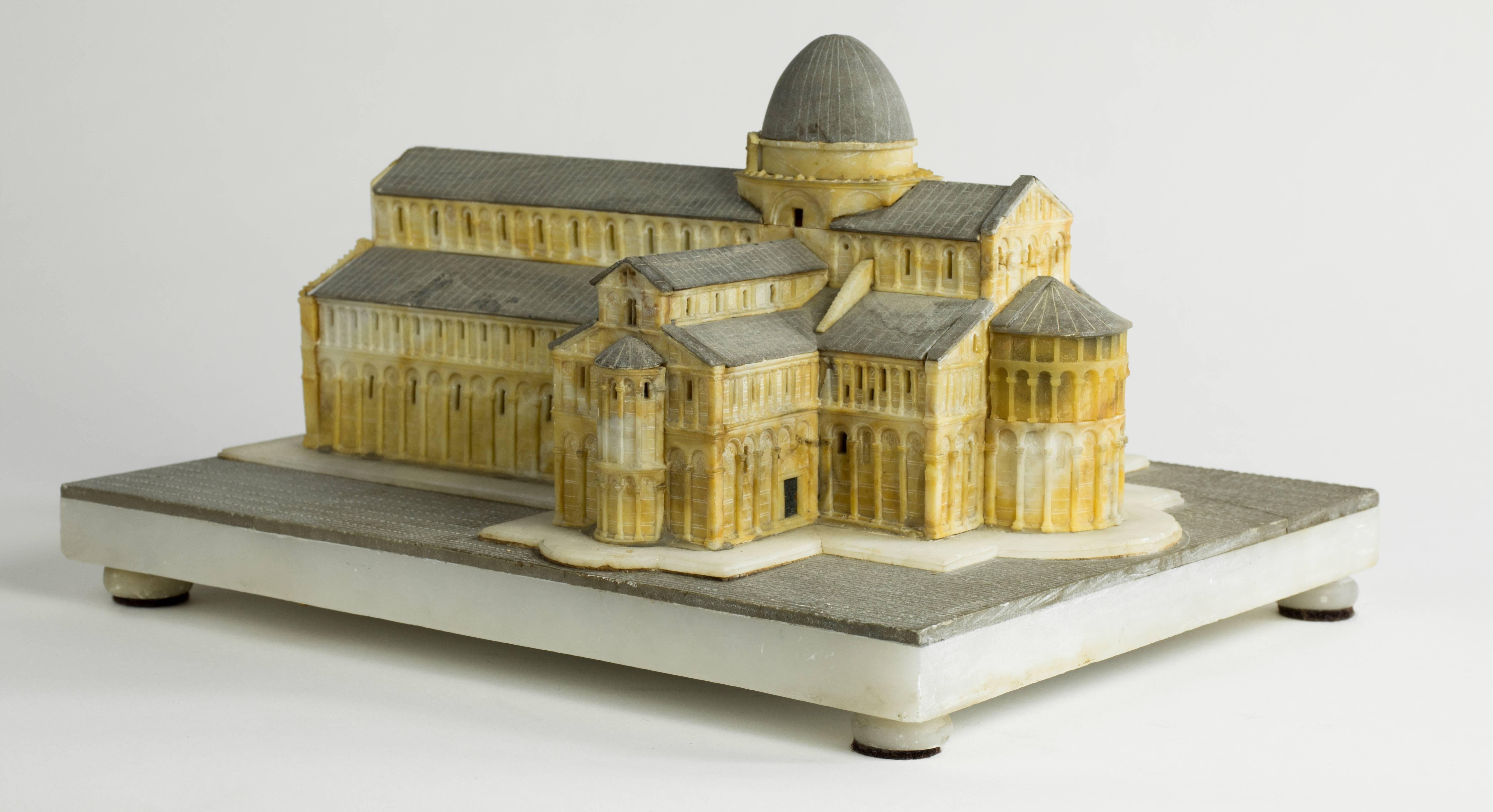 Italian Highly-Detailed Grand Tour Alabaster Model of Pisa Cathedral, circa 1870 For Sale