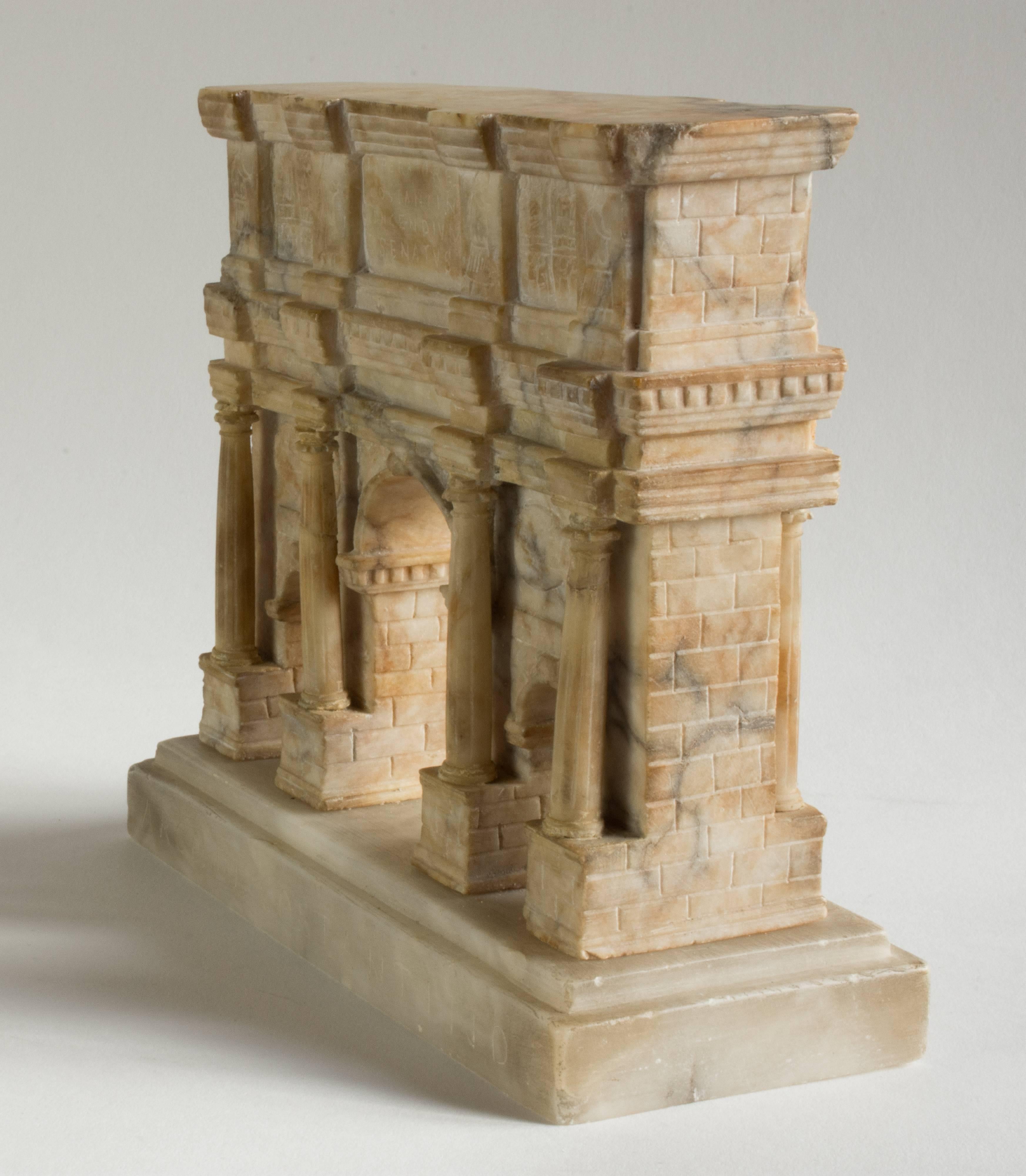 Italian Impressive 19th Century Grand Tour Alabaster Model of Rome's Arch of Constantine