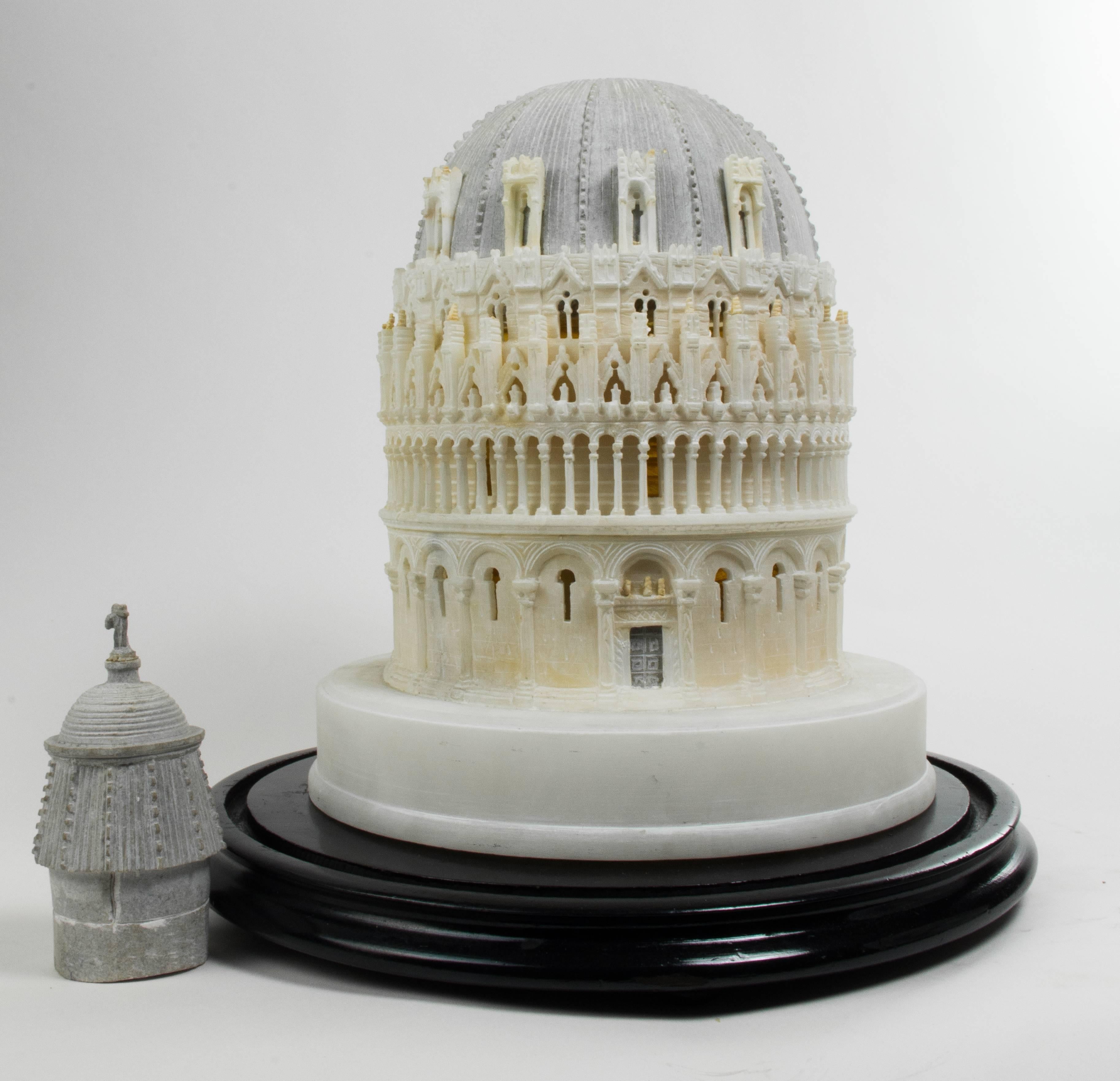 Spectacular Grand Tour Architectural Model of Pisa's Baptistry with Glass Dome 1