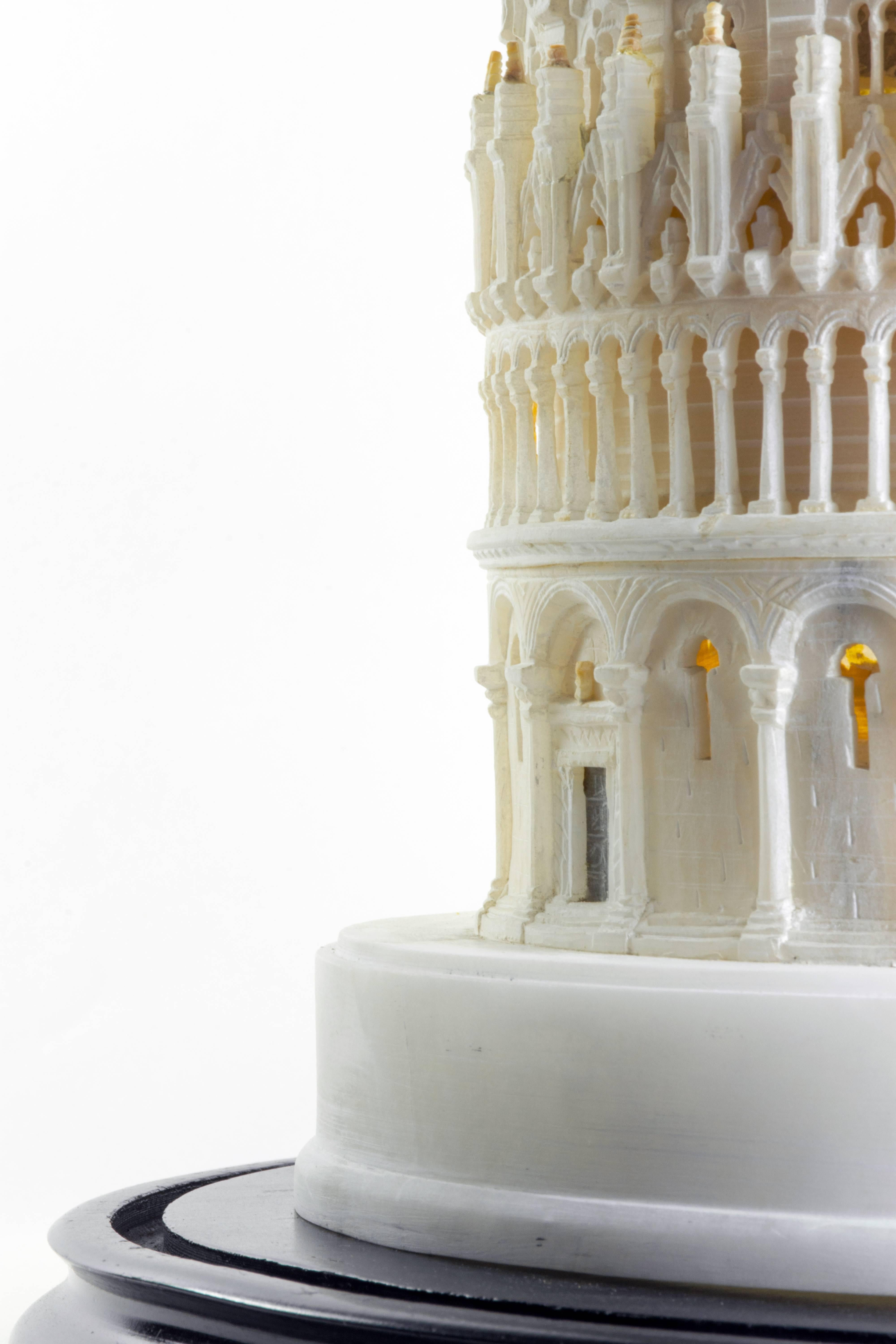 Carved Spectacular Grand Tour Architectural Model of Pisa's Baptistry with Glass Dome