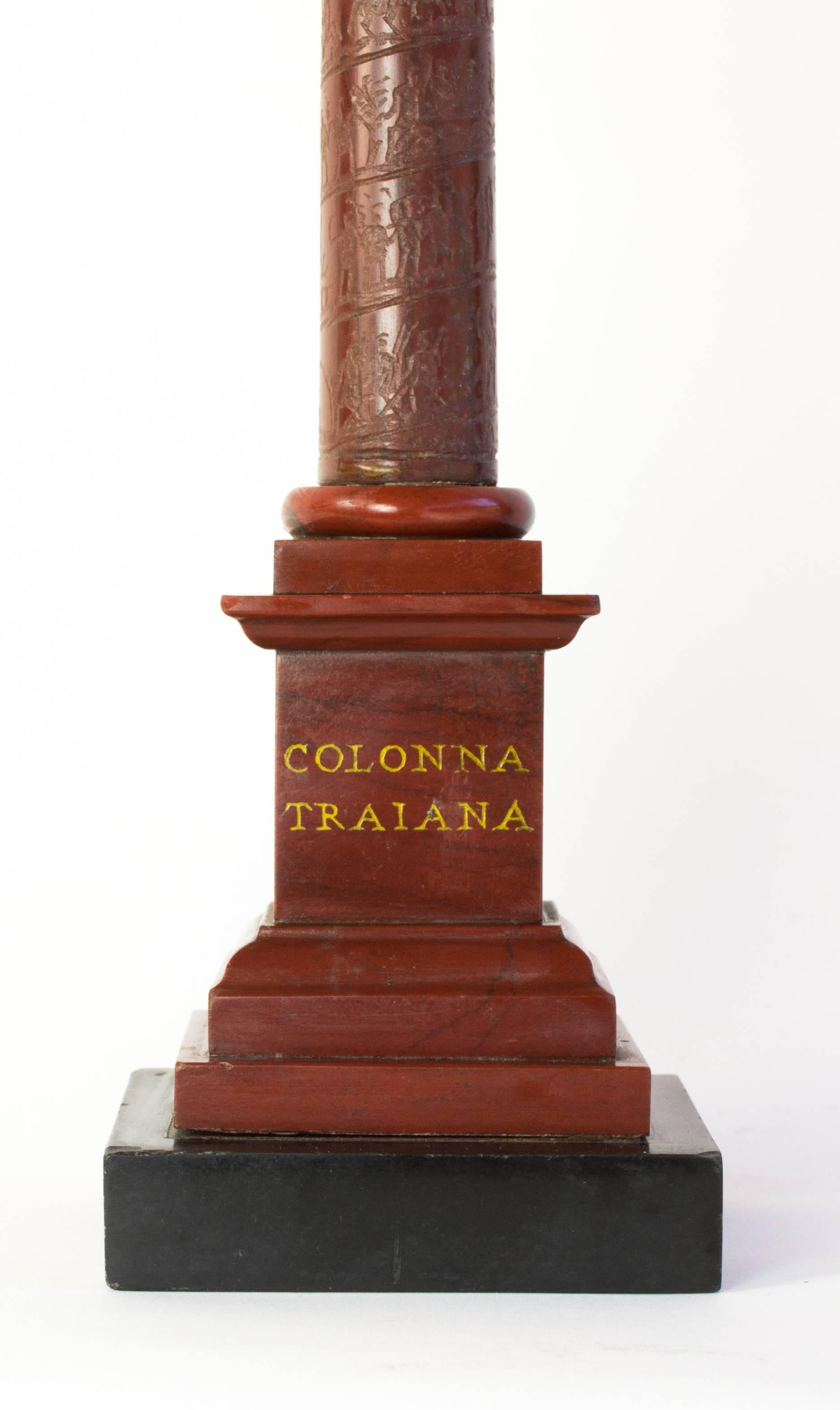 Carved 19th Century Grand Tour Model of Trajan's Column in Rosso Antico Marble For Sale