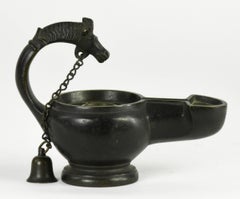 Group of Three Bronze Grand Tour Pieces Copied from Antique Lamp, Urn & Tazza