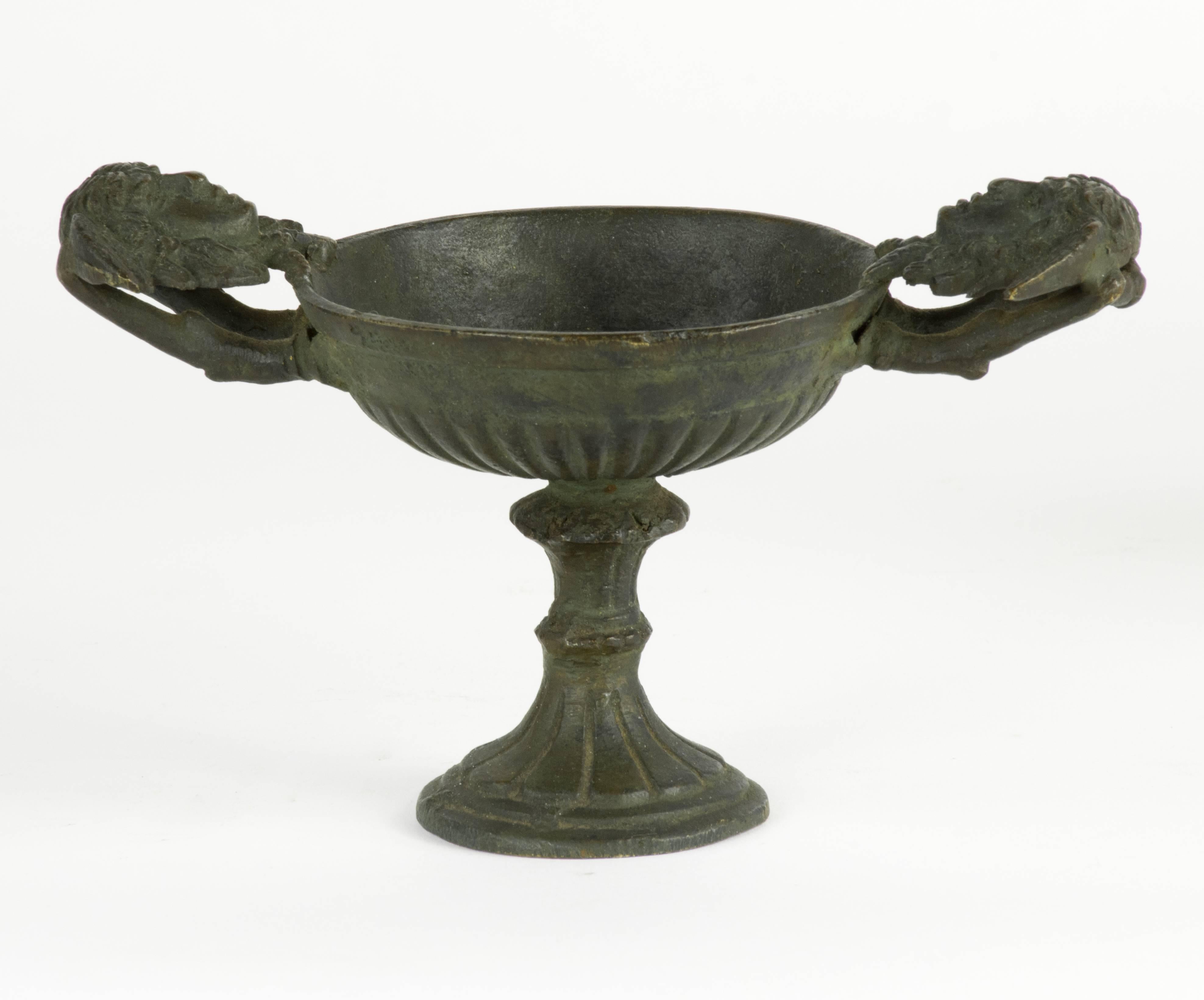 Italian Group of Three Bronze Grand Tour Pieces Copied from Antique Lamp, Urn & Tazza For Sale