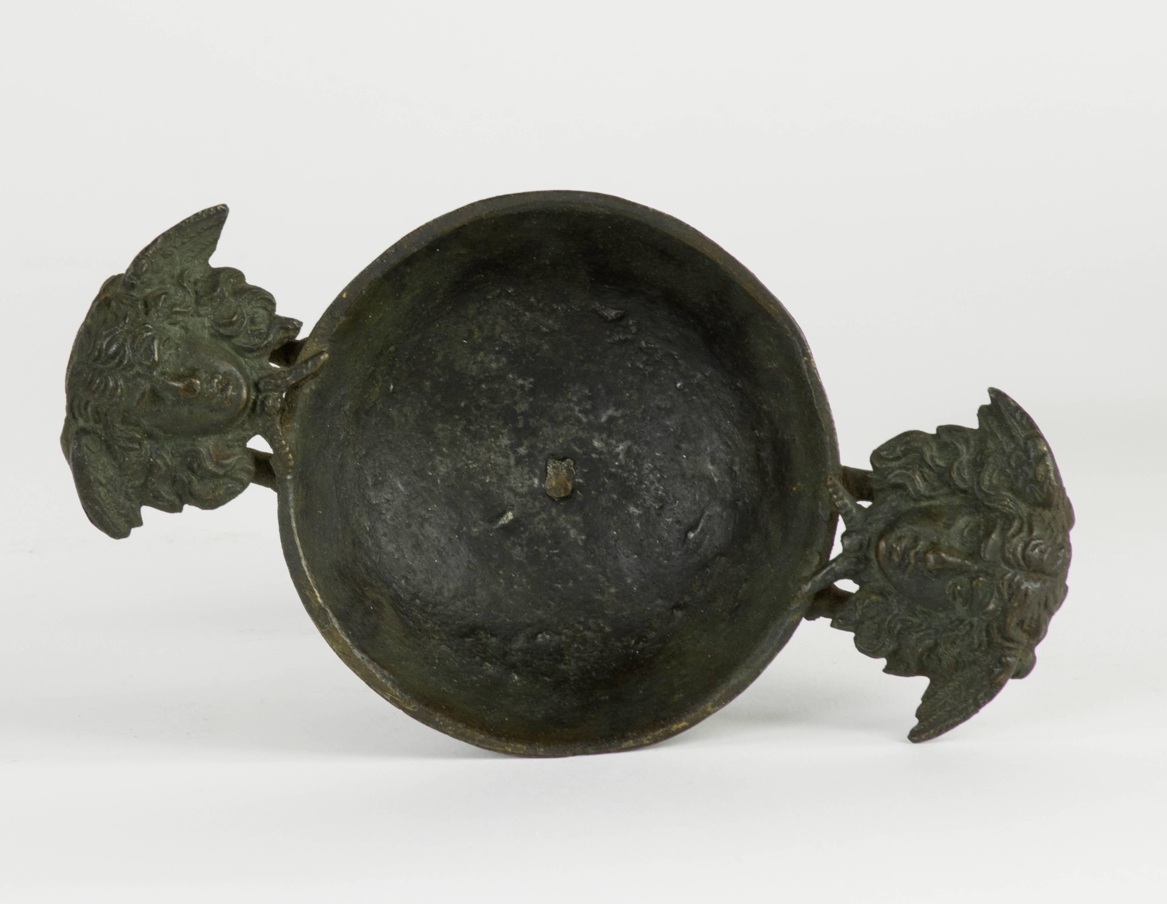 Cast Group of Three Bronze Grand Tour Pieces Copied from Antique Lamp, Urn & Tazza For Sale