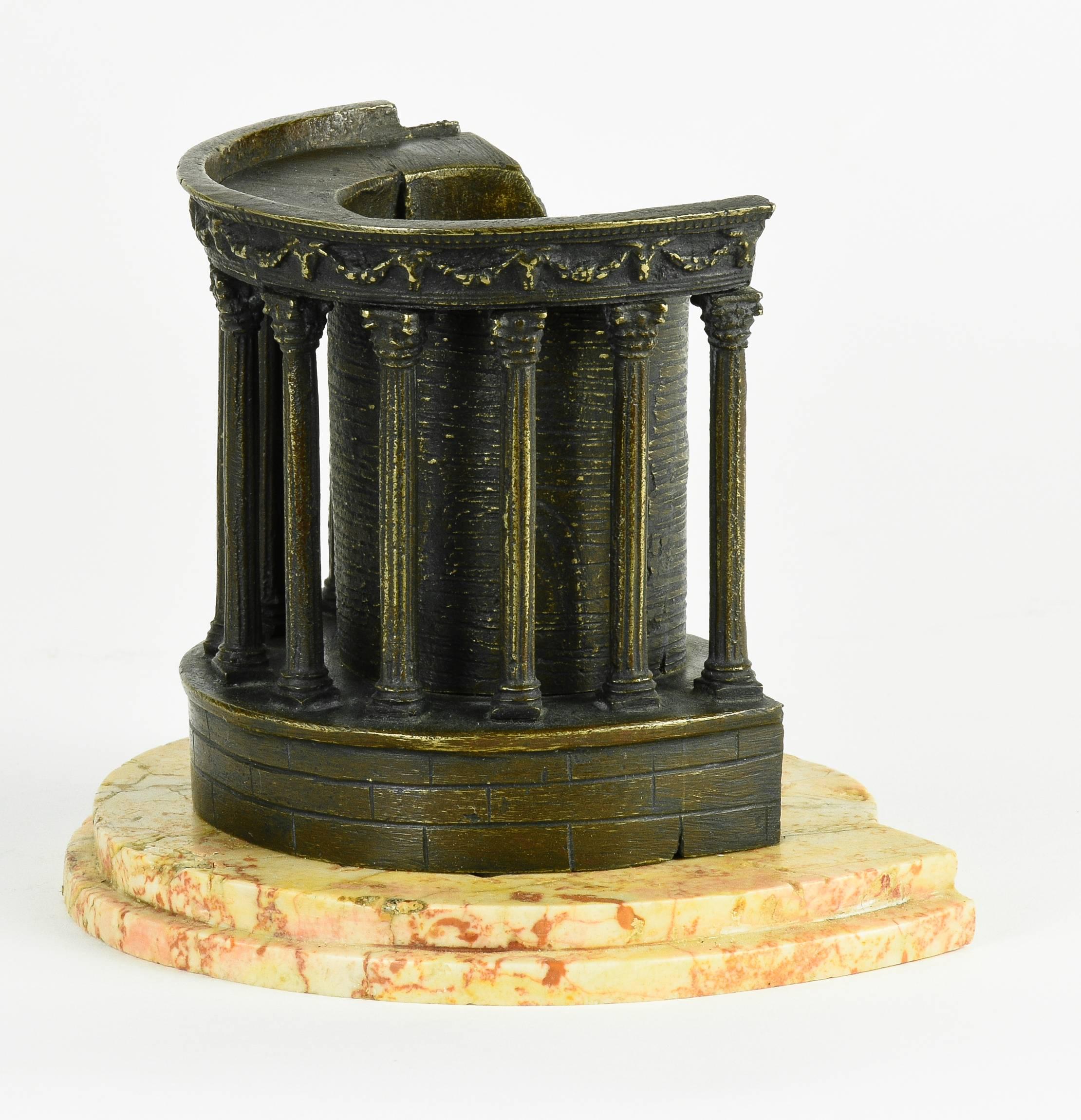 Carved Scarce Bronze Grand Tour Architectural Model of the Temple of Sibyl, Tivoli